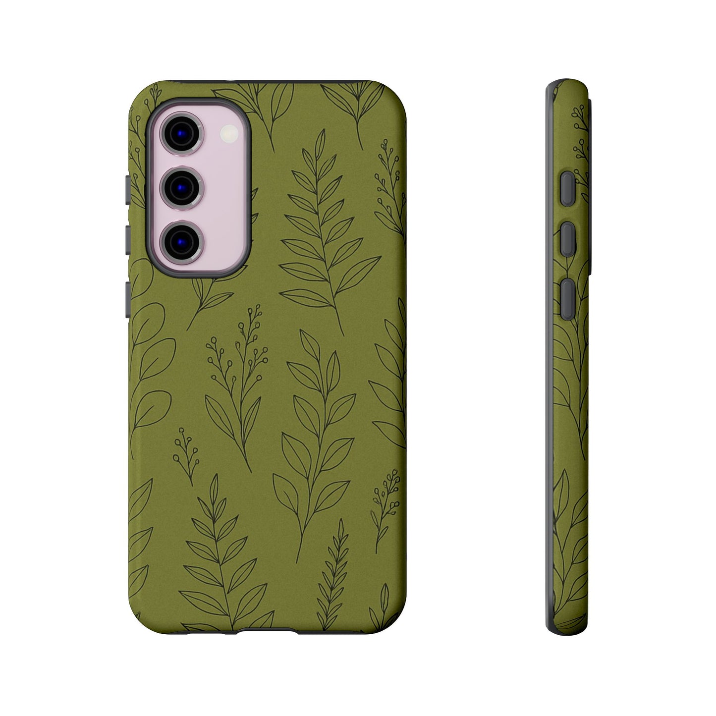 Stylish Phone Case, Botanical Design, Tough Phone Cover, Green Floral Case, Nature Inspired Gift, Eco-Friendly Accessory
