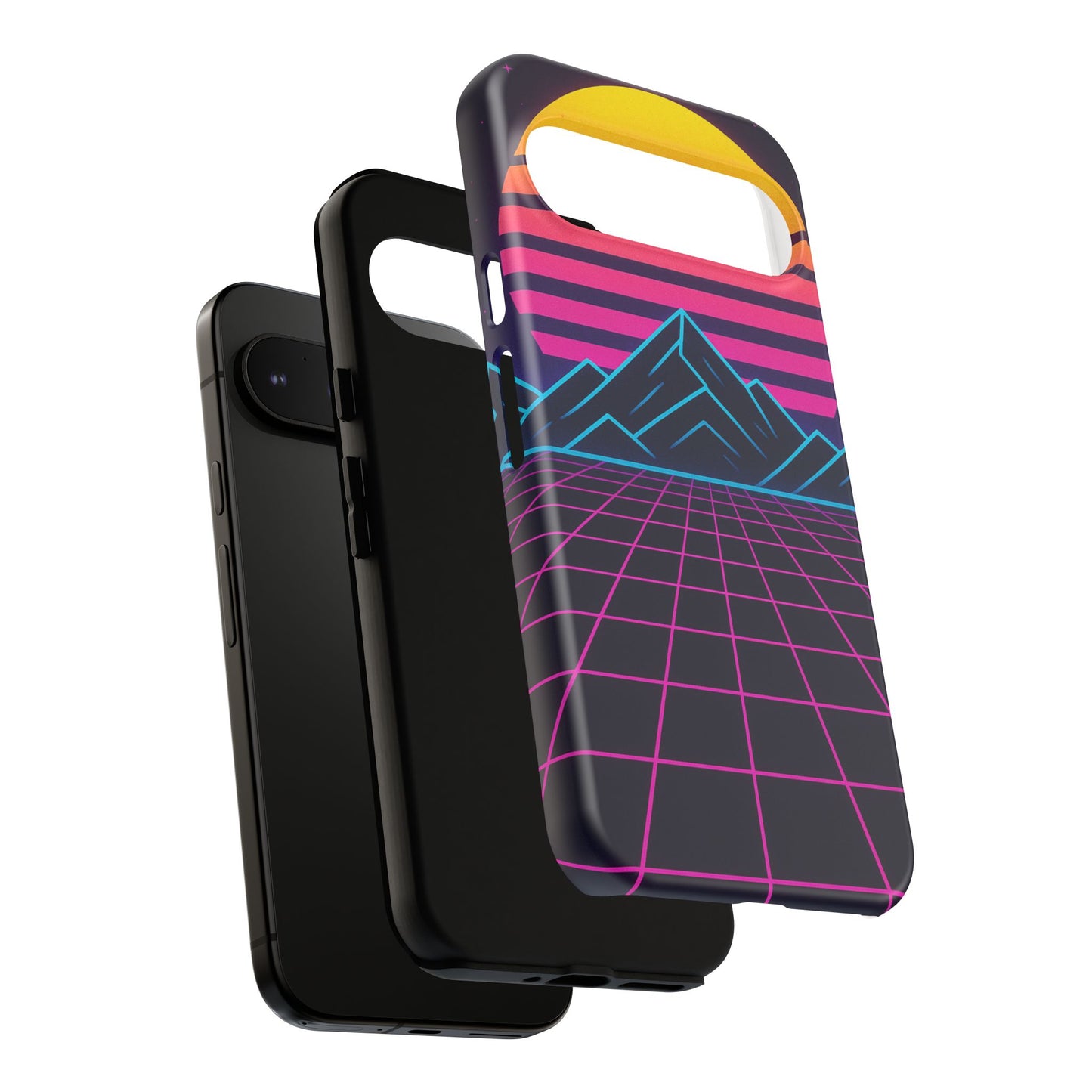 Retro Sunset Phone Case, Vintage Neon Case, 80s Aesthetic Cover, Gift for Tech Lovers, Unique Phone Accessories