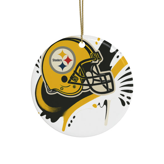 Steelers Ceramic Ornaments - Perfect for Holiday Decor, Gifts, Tree Ornaments, Sports Fan Gifts, Celebrations