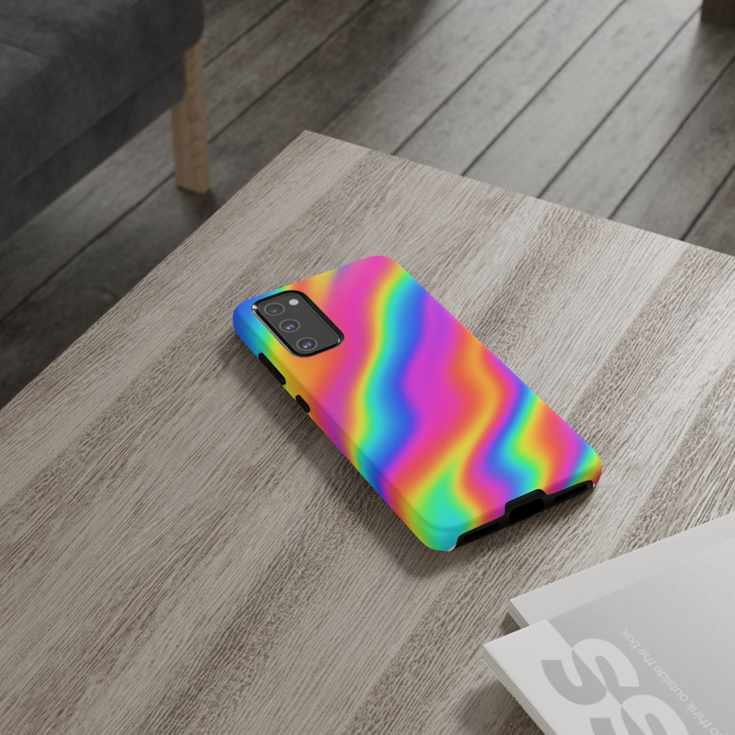 Rainbow Wavy Phone Case - Colorful Tough Cases for Stylish Protection, LGBTQ+ Pride Gift, Trendy Phone Accessory, Birthday, Holiday Present