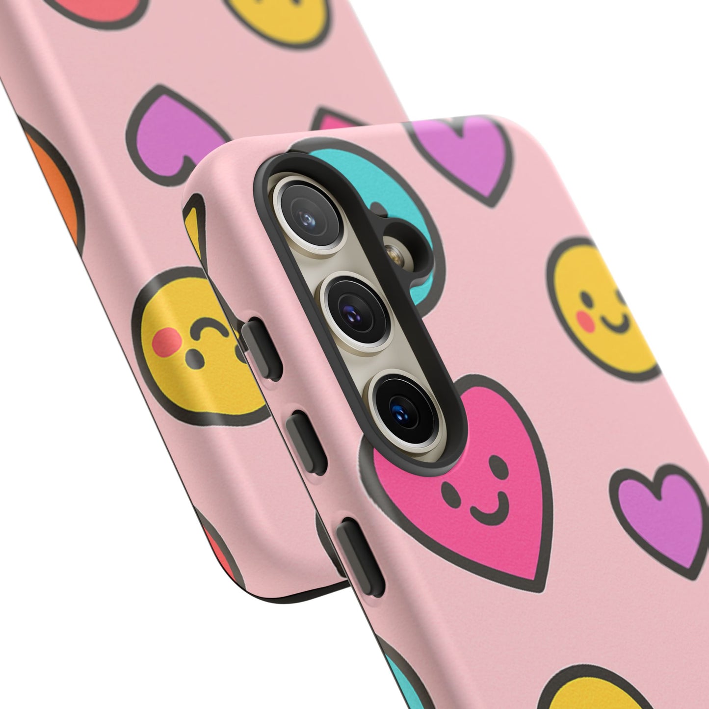 Cute Phone Case with Smiley Faces and Hearts, Fun Gift for Kids and Teens, Cellphone Protector, Birthday Present, Cute Accessories
