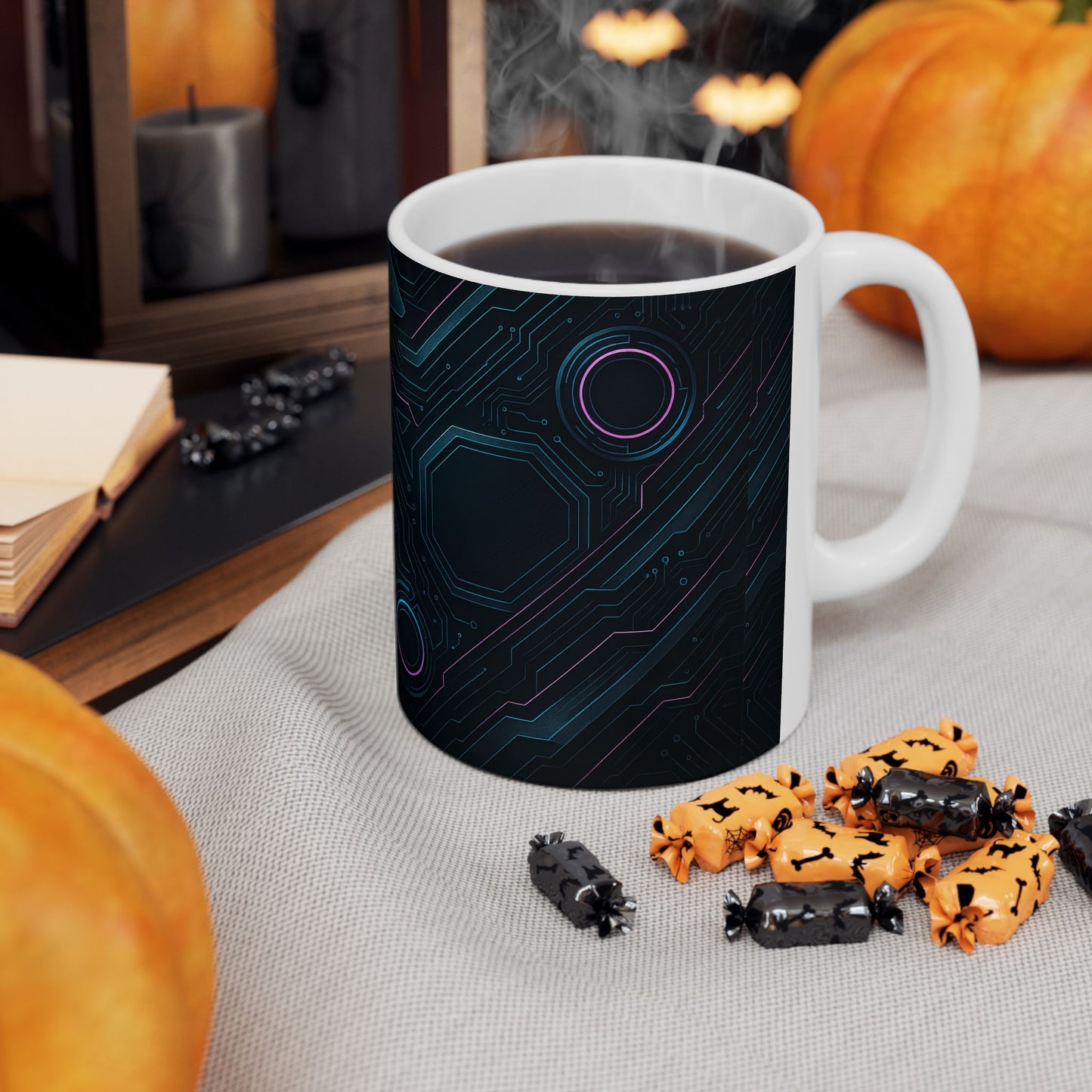 Futuristic Circuitry Ceramic Mug | Geeky Gift, Tech Lover, Home Office Decor, Unique Coffee Cup, Personalized Tea Mug