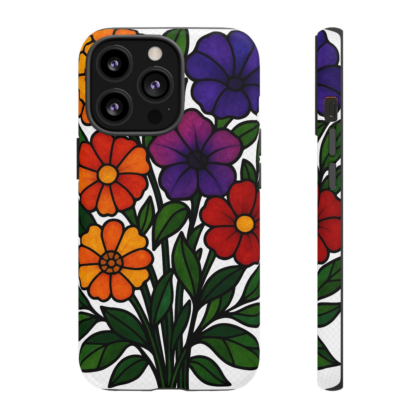 Floral Phone Case, Tough Cases with Colorful Flower Design, Gift for Flower Lovers, Summer Accessories, Trendy Phone Cover