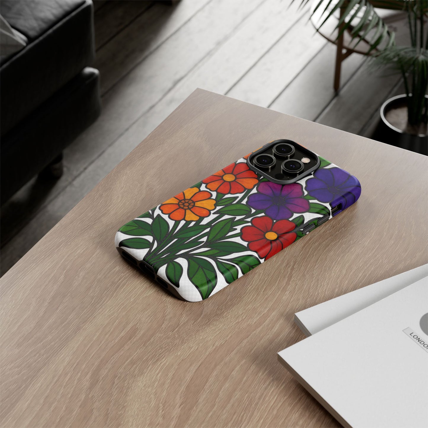 Floral Phone Case, Tough Cases with Colorful Flower Design, Gift for Flower Lovers, Summer Accessories, Trendy Phone Cover