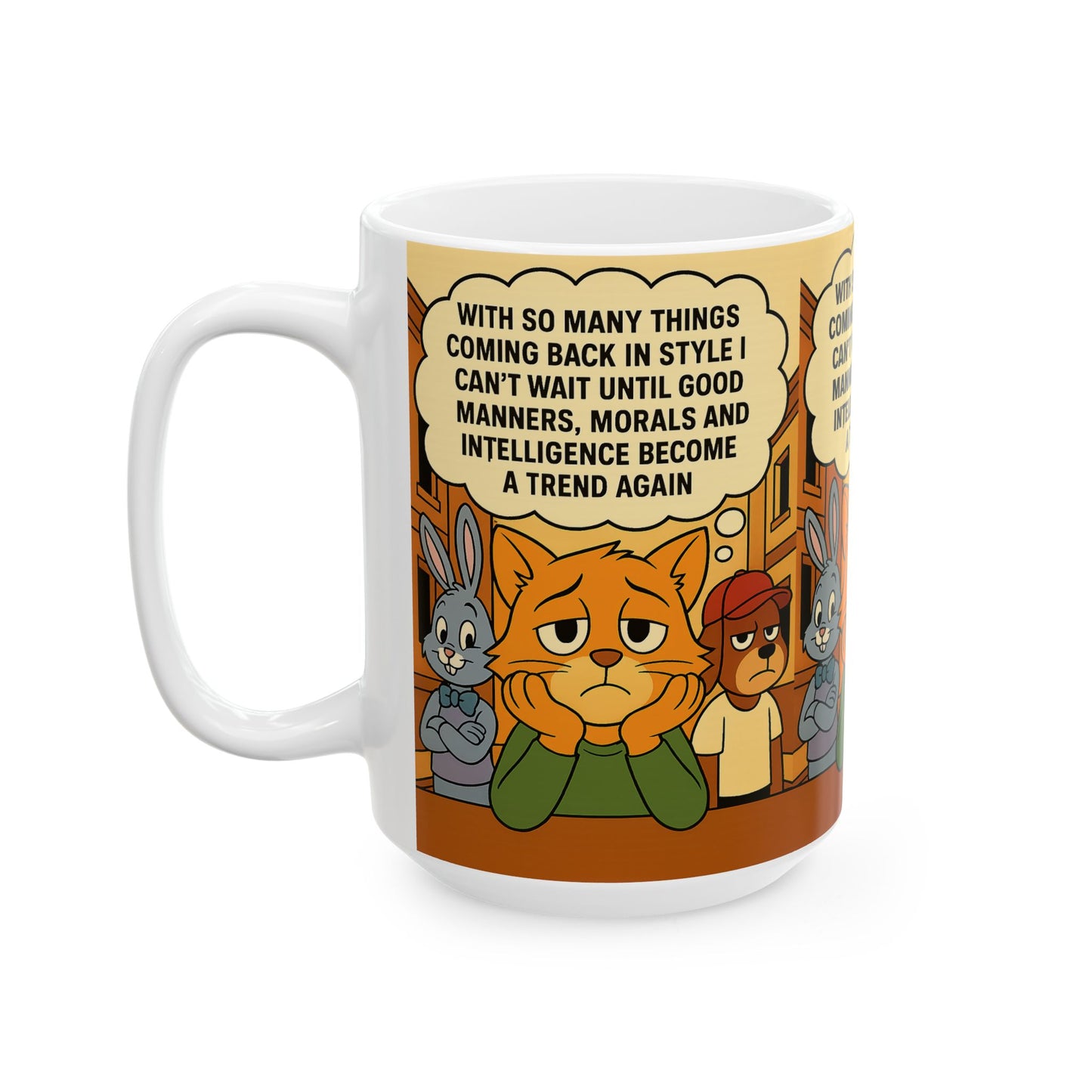 Nostalgic Ceramic Mug, Retro Coffee Cup, Animal Character Drinkware, Gift for Friends, Humor Mug for Home or Office
