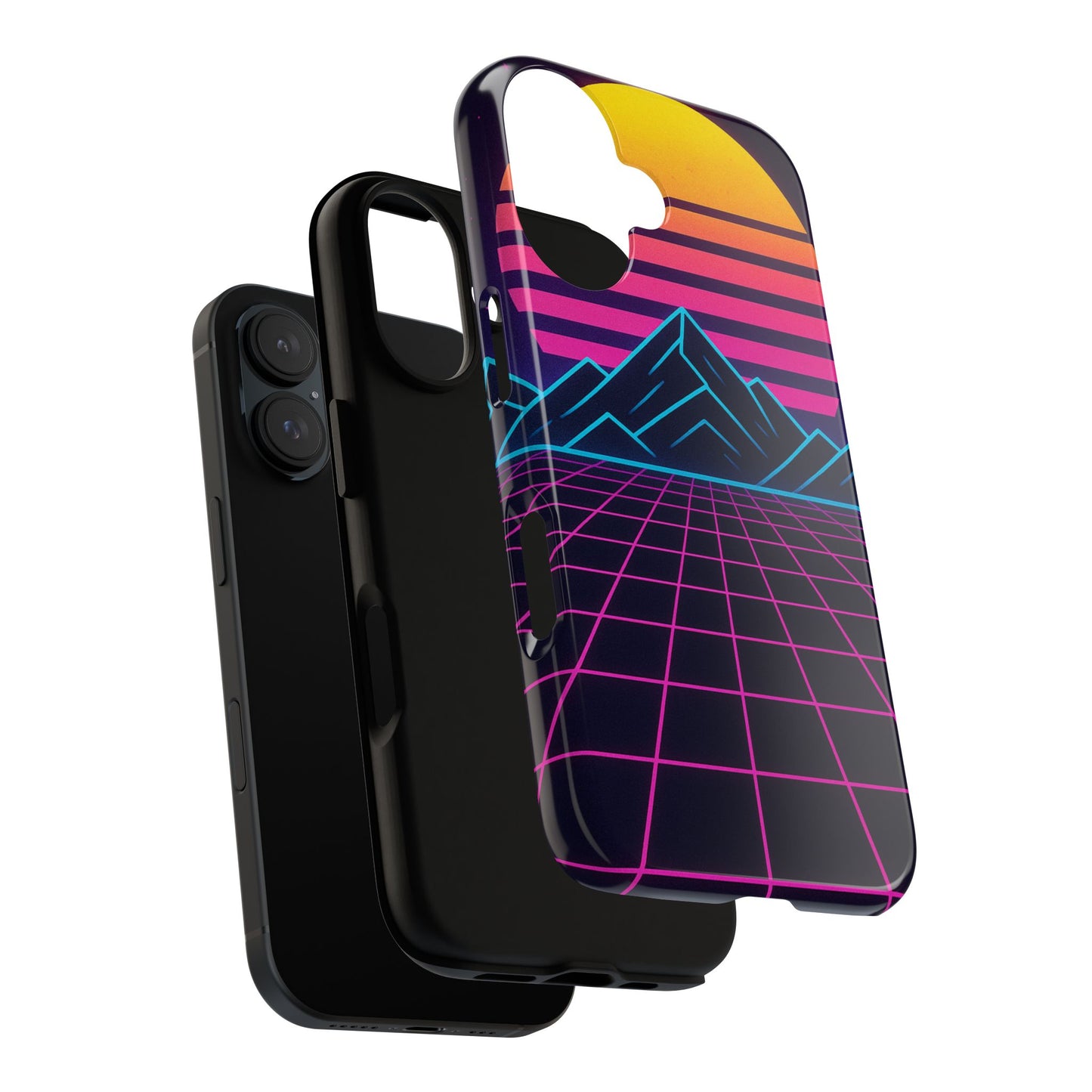 Retro Sunset Phone Case, Vintage Neon Case, 80s Aesthetic Cover, Gift for Tech Lovers, Unique Phone Accessories