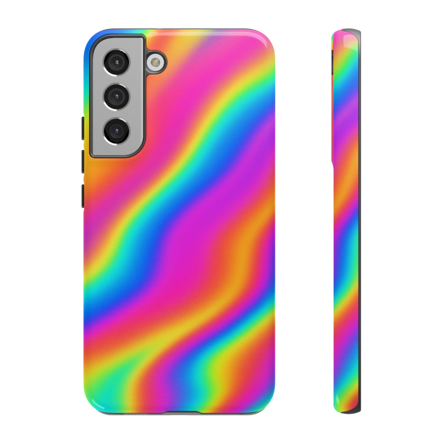 Rainbow Wavy Phone Case - Colorful Tough Cases for Stylish Protection, LGBTQ+ Pride Gift, Trendy Phone Accessory, Birthday, Holiday Present