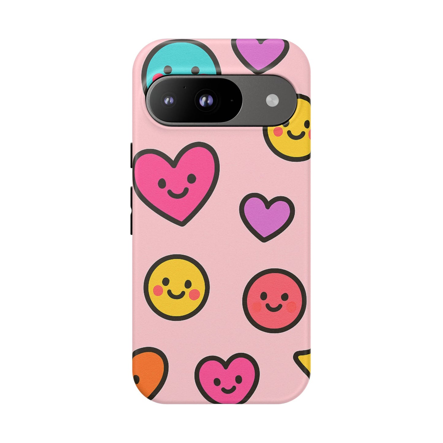 Cute Phone Case with Smiley Faces and Hearts, Fun Gift for Kids and Teens, Cellphone Protector, Birthday Present, Cute Accessories