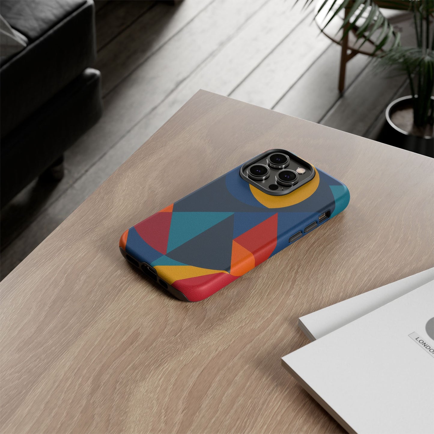 Vibrant Phone Case, Colorful Phone Cover, Geometric Design, Artistic Gift, Trendy Accessory, Vibrant Colors, Unique Design