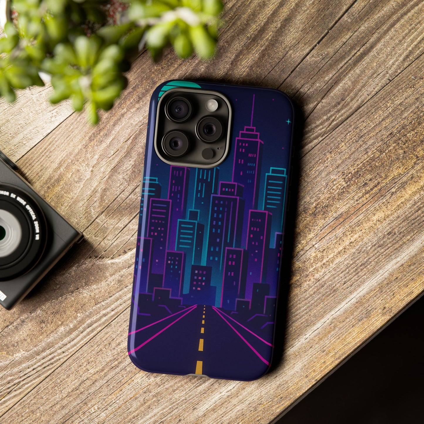 Cityscape Phone Case, Tough Cases, Urban Style, Nighttime Vibe, Phone Cover, Gift for City Lovers, Modern Design