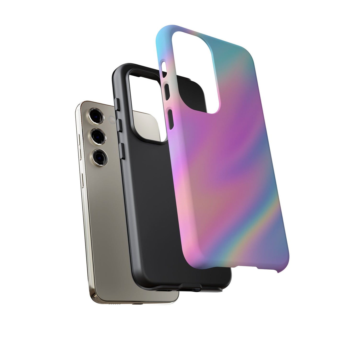 Colorful Holographic Phone Case, Tough Cases for iPhone, Trendy Phone Cover, Unique Gift for Her, Pastel Phone Accessory