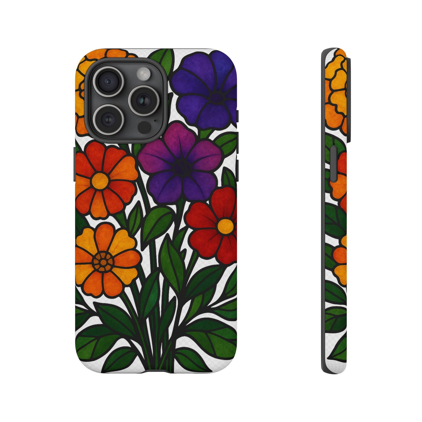 Floral Phone Case, Tough Cases with Colorful Flower Design, Gift for Flower Lovers, Summer Accessories, Trendy Phone Cover