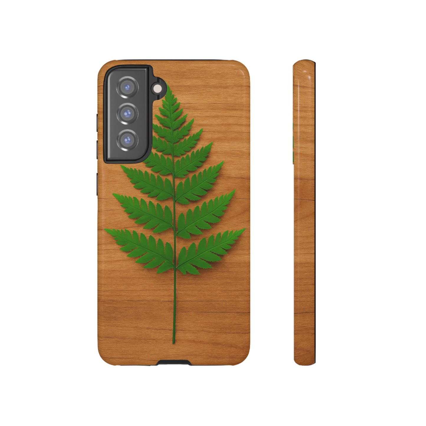 Wooden Fern Phone Case - Eco-Friendly Tough Cases for Nature Lovers, Unique Gift, Customizable Design, Nature-Themed Accessories