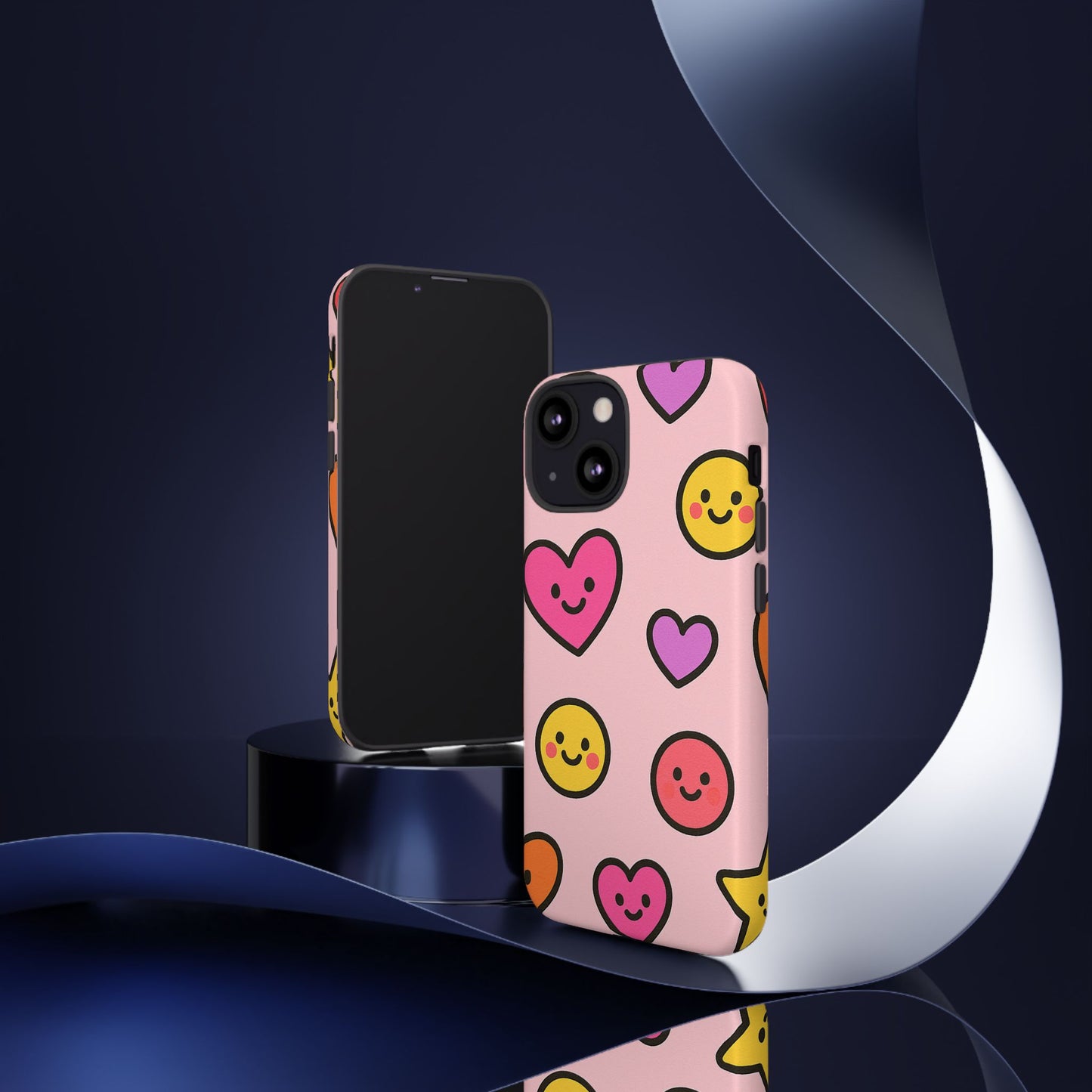 Cute Phone Case with Smiley Faces and Hearts, Fun Gift for Kids and Teens, Cellphone Protector, Birthday Present, Cute Accessories