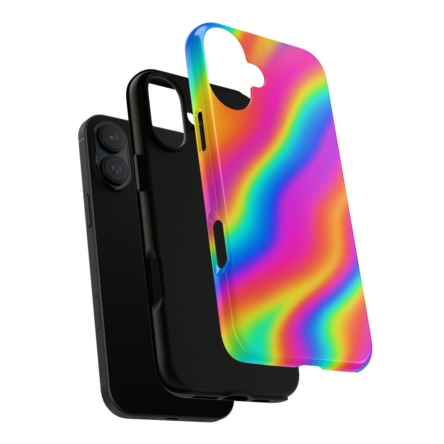 Rainbow Wavy Phone Case - Colorful Tough Cases for Stylish Protection, LGBTQ+ Pride Gift, Trendy Phone Accessory, Birthday, Holiday Present