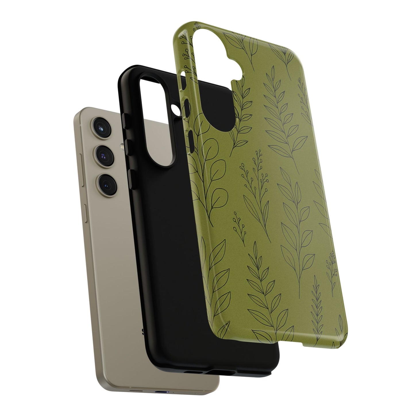 Stylish Phone Case, Botanical Design, Tough Phone Cover, Green Floral Case, Nature Inspired Gift, Eco-Friendly Accessory
