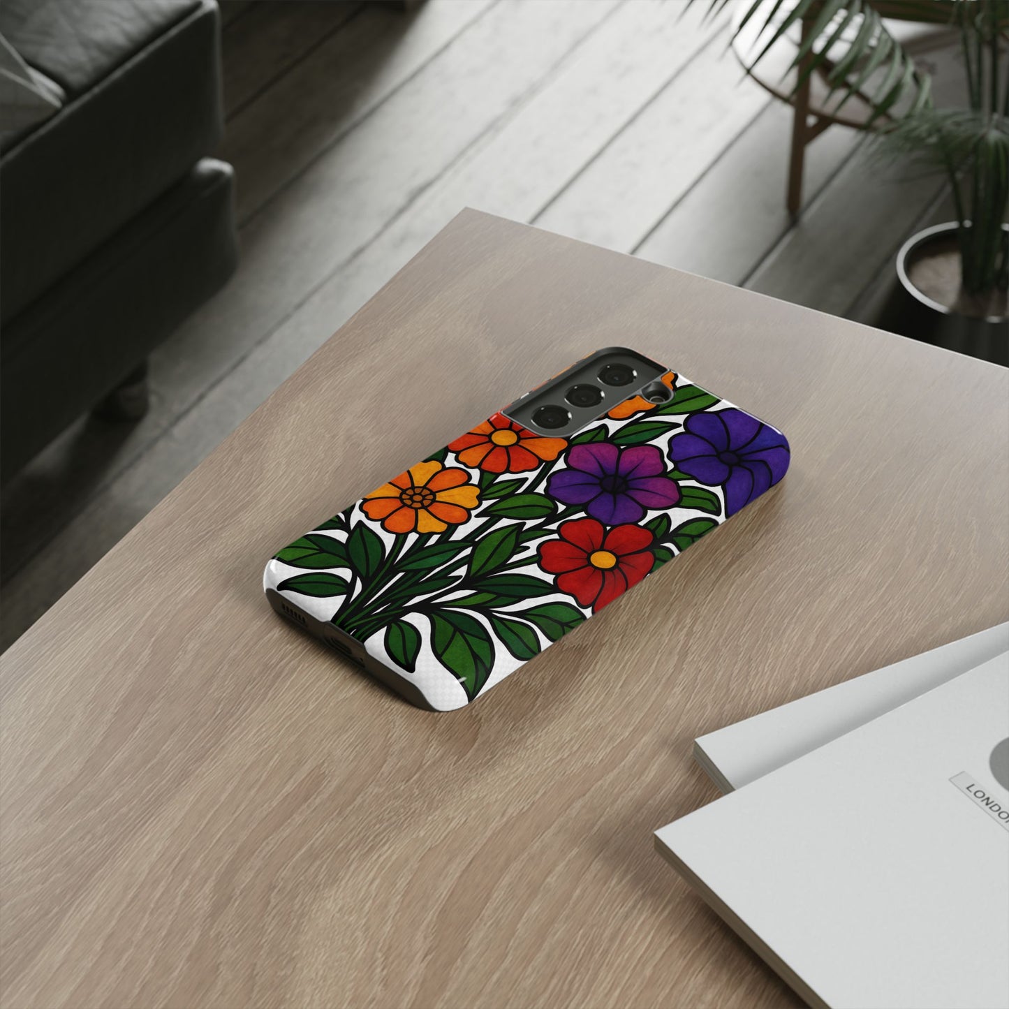 Floral Phone Case, Tough Cases with Colorful Flower Design, Gift for Flower Lovers, Summer Accessories, Trendy Phone Cover
