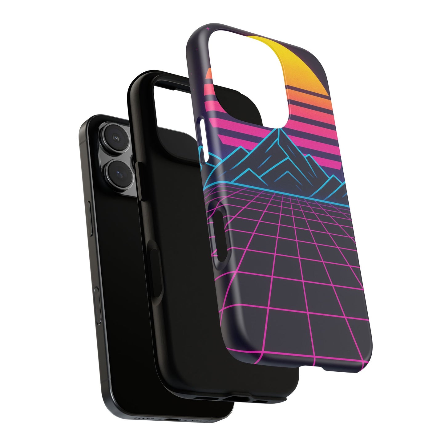 Retro Sunset Phone Case, Vintage Neon Case, 80s Aesthetic Cover, Gift for Tech Lovers, Unique Phone Accessories