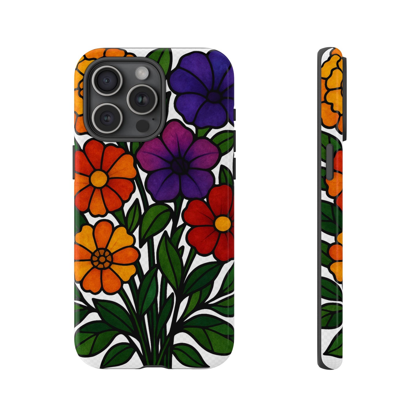 Floral Phone Case, Tough Cases with Colorful Flower Design, Gift for Flower Lovers, Summer Accessories, Trendy Phone Cover