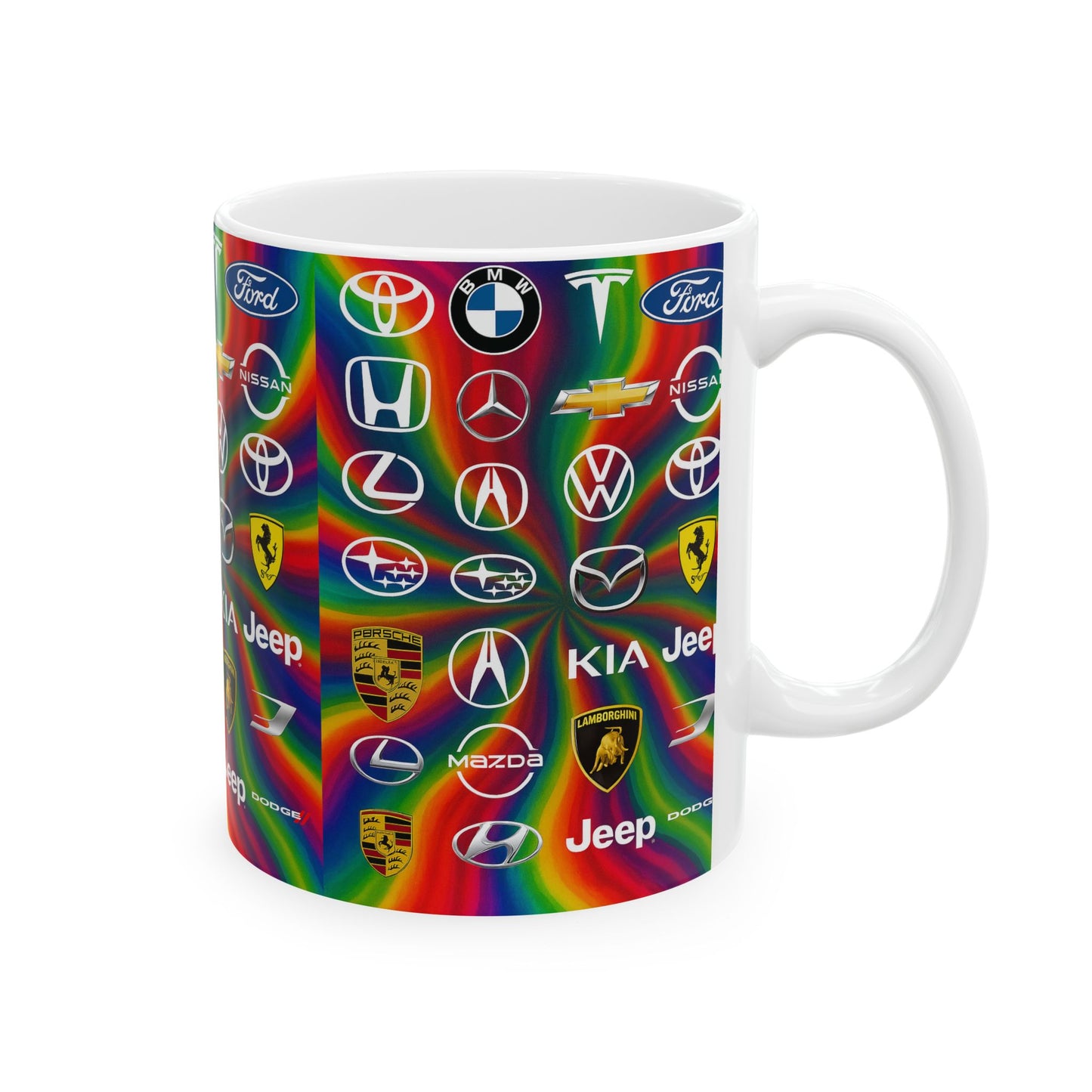 Vibrant Auto Enthusiast Ceramic Mug | Car Logo Collection, Unique Gift for Car Lovers, Rainbow Design, 11oz & 15oz Sizes, Perfect for [...]