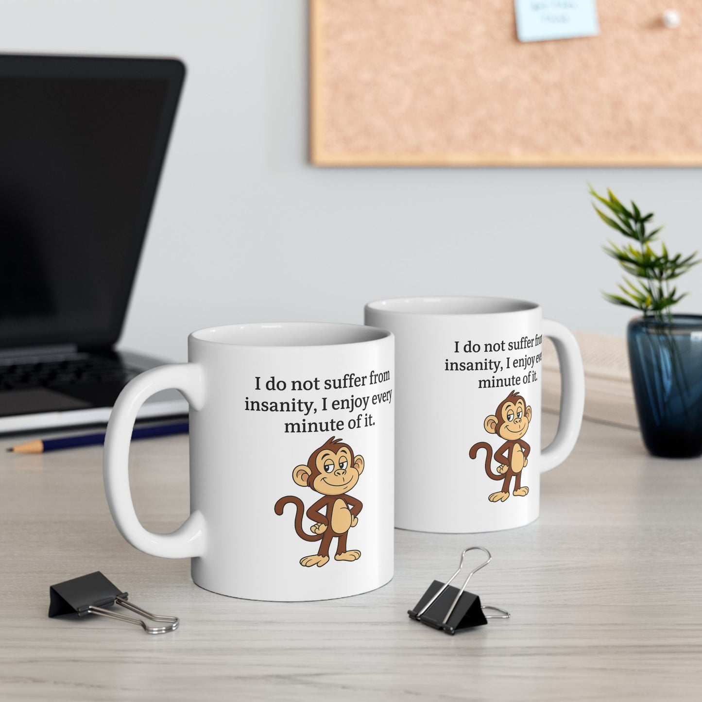Funny Insanity Quote Ceramic Mug, Cute Animal Coffee Cup for Gift, Humor Mug for Birthdays, Snack and Coffee Lover's Delight