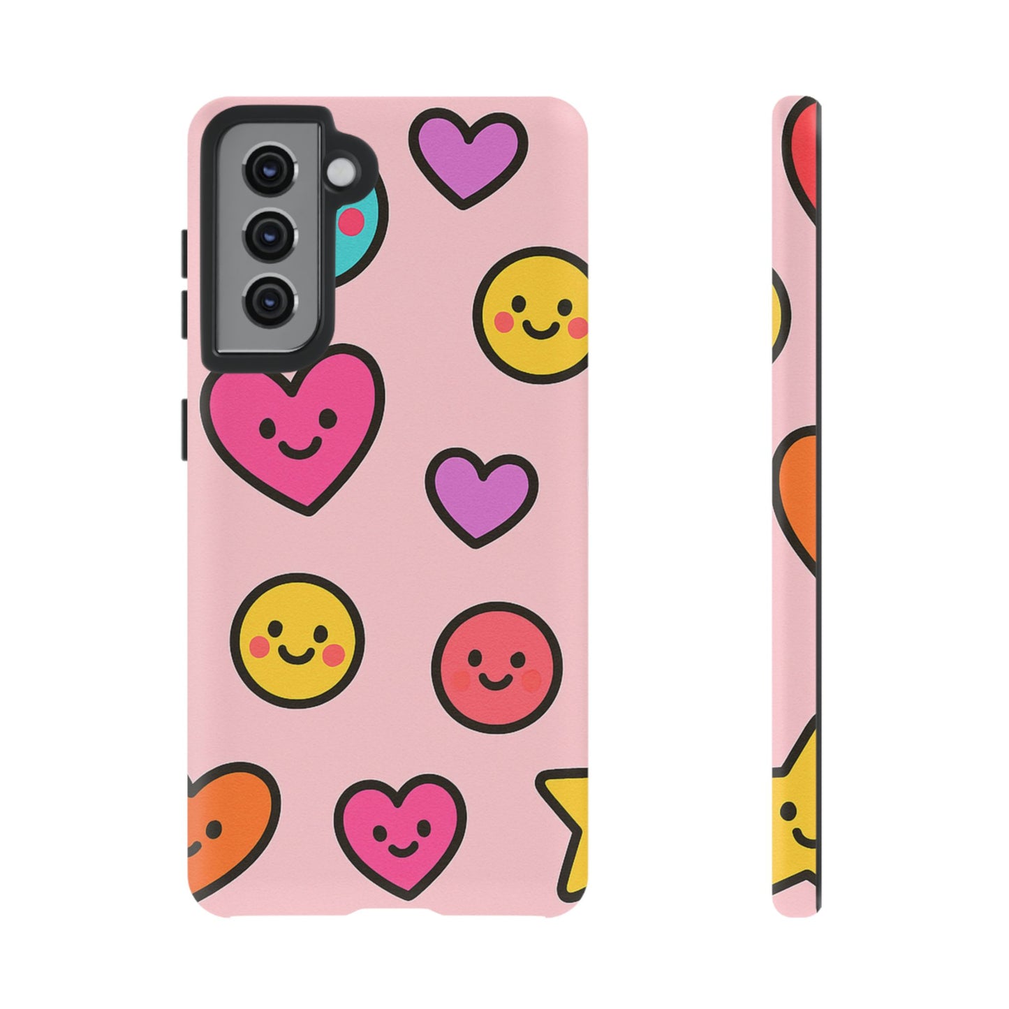 Cute Phone Case with Smiley Faces and Hearts, Fun Gift for Kids and Teens, Cellphone Protector, Birthday Present, Cute Accessories