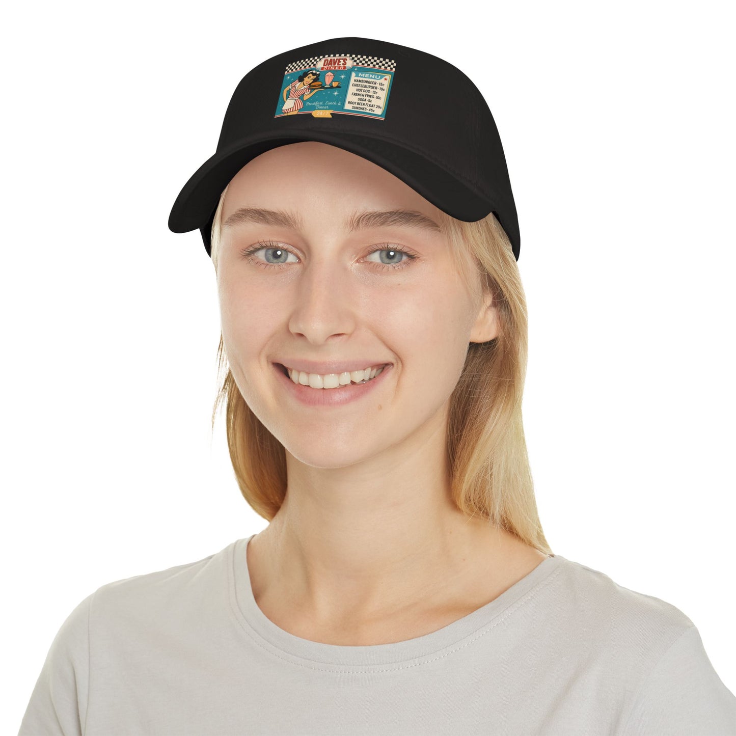 Retro Diner Low Profile Baseball Cap | Vintage Style Cap, Unisex Gift, Casual Headwear, Fun Accessory, Summer Vibes