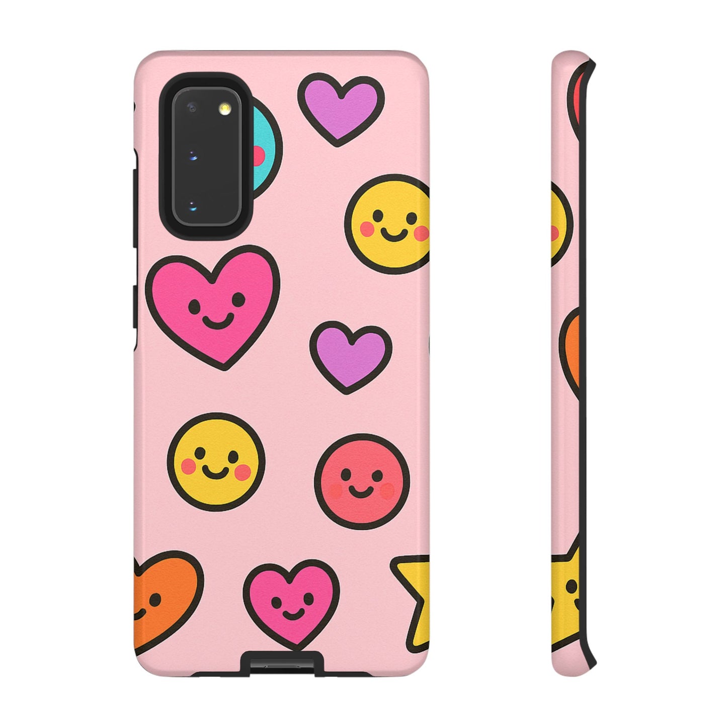 Cute Phone Case with Smiley Faces and Hearts, Fun Gift for Kids and Teens, Cellphone Protector, Birthday Present, Cute Accessories