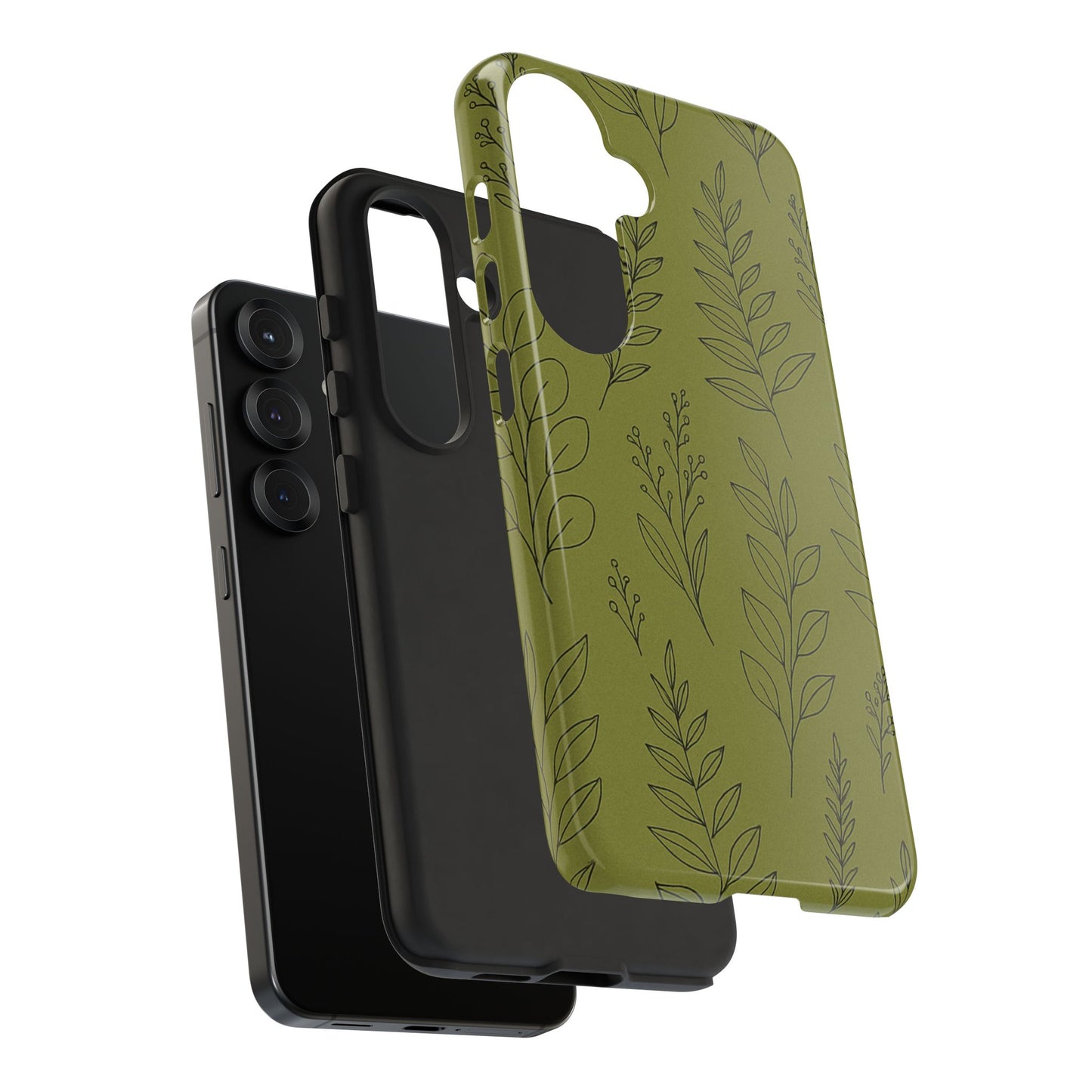 Stylish Phone Case, Botanical Design, Tough Phone Cover, Green Floral Case, Nature Inspired Gift, Eco-Friendly Accessory