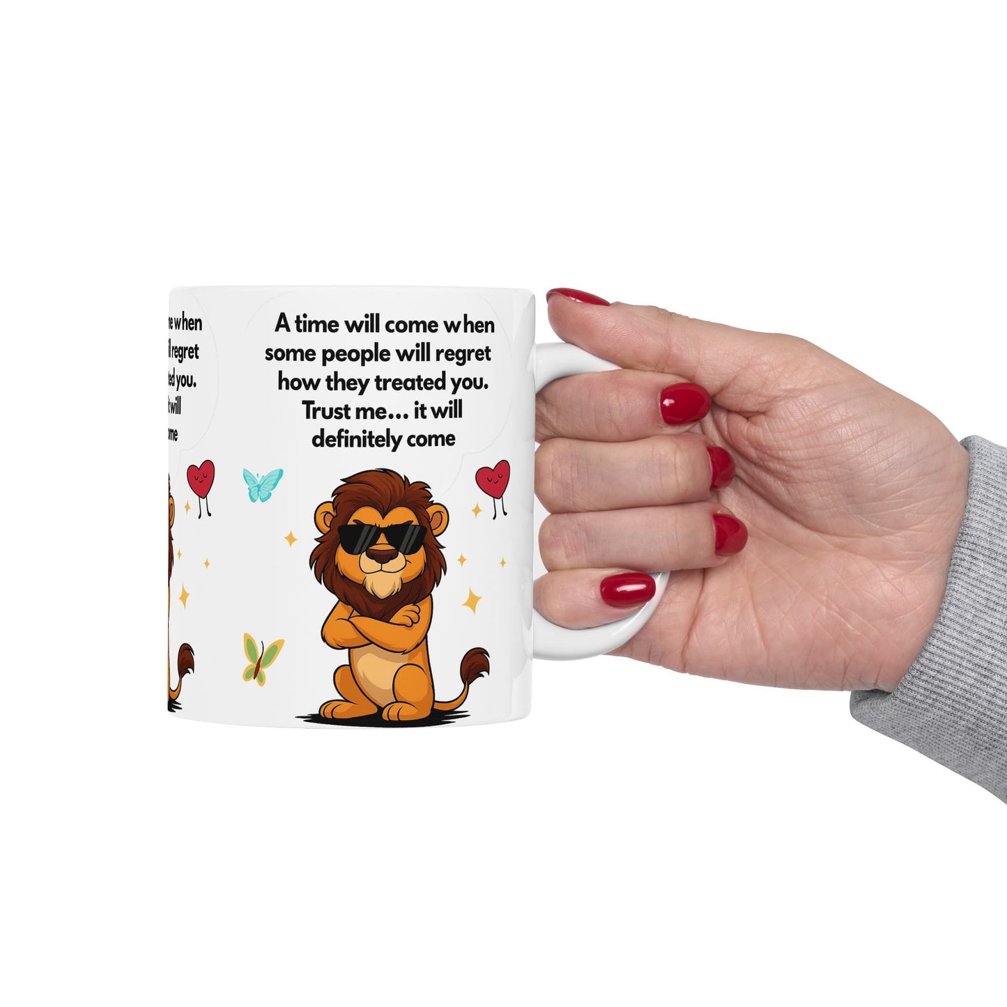 Confident Lion Quote Mug | Gift for Friends, Motivational Ceramic Mug, Cute Animal Design, Coffee Tea Cup, Positive Vibes