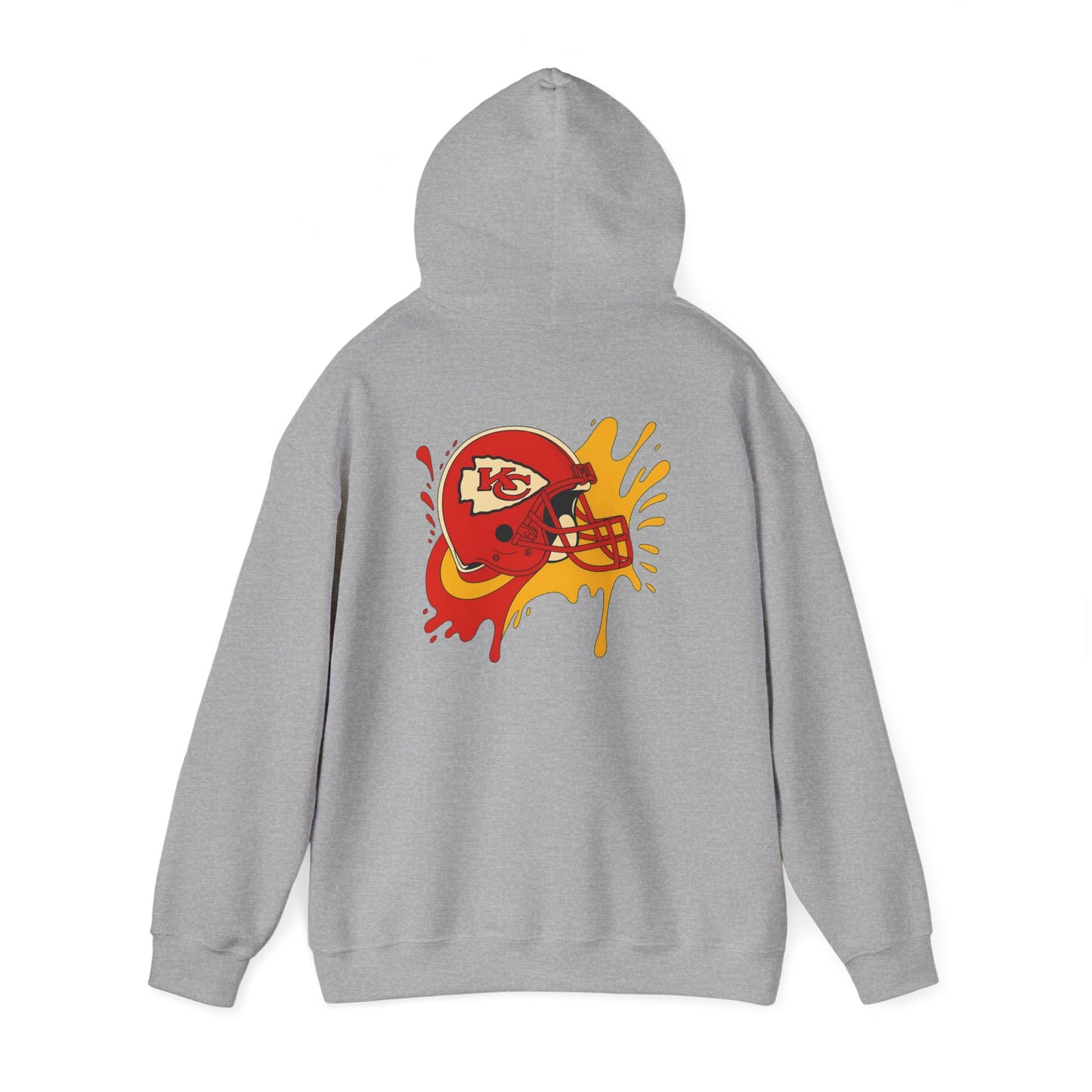 Sporty Graffiti Hoodie for Chiefs Fans, Versatile Streetwear, Perfect Gift for Game Day, Fashionable Fall Layer, Unisex Heavy Blend