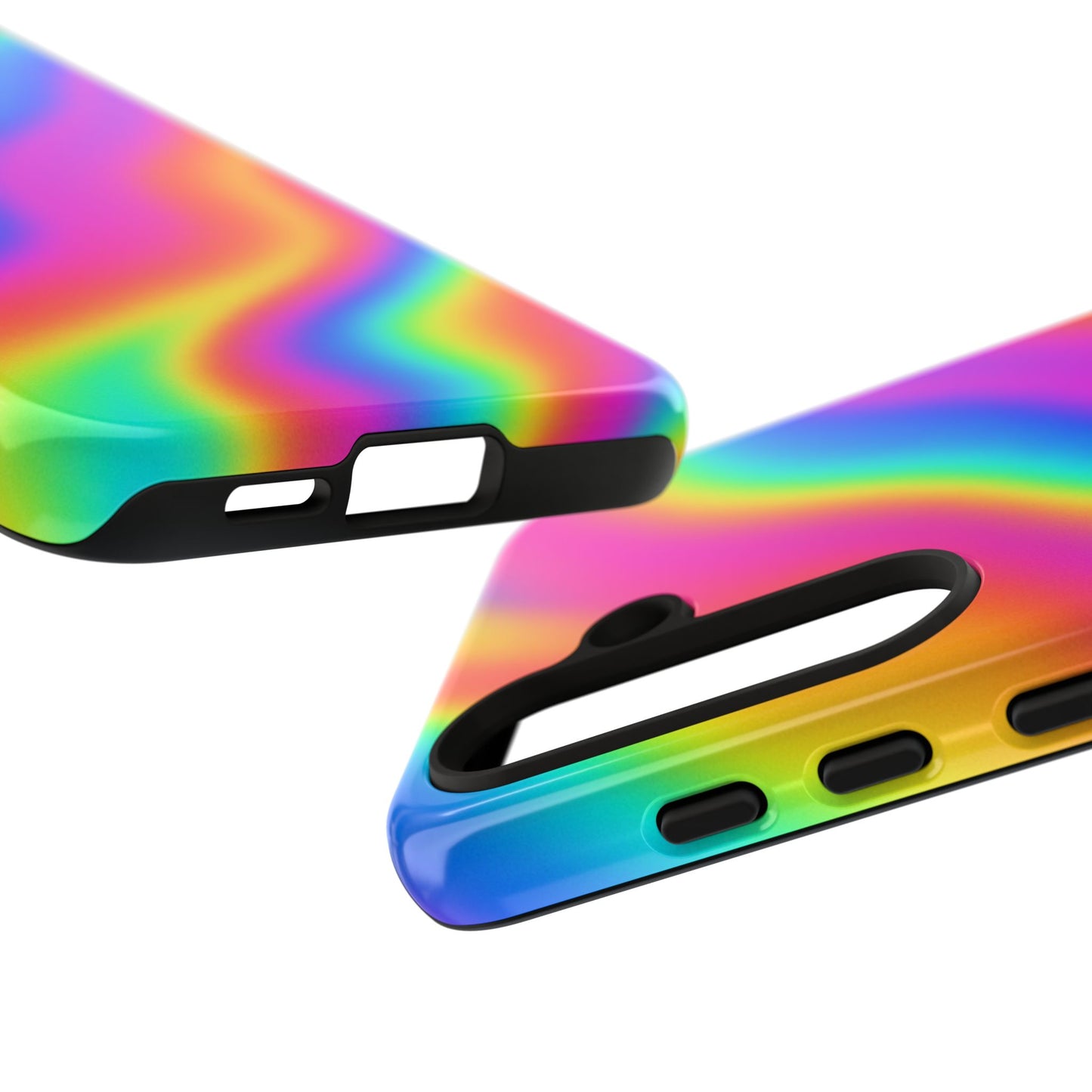Rainbow Wavy Phone Case - Colorful Tough Cases for Stylish Protection, LGBTQ+ Pride Gift, Trendy Phone Accessory, Birthday, Holiday Present