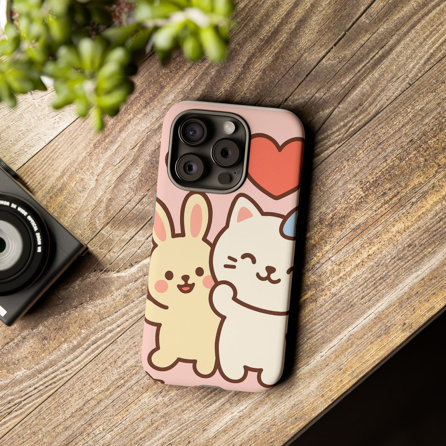 Cute Animal Phone Case -Tough Cases with Bunny and Cat Design, Kawaii Gift for Kids, Birthday, Everyday Use, Phone Accessories, teenage girl