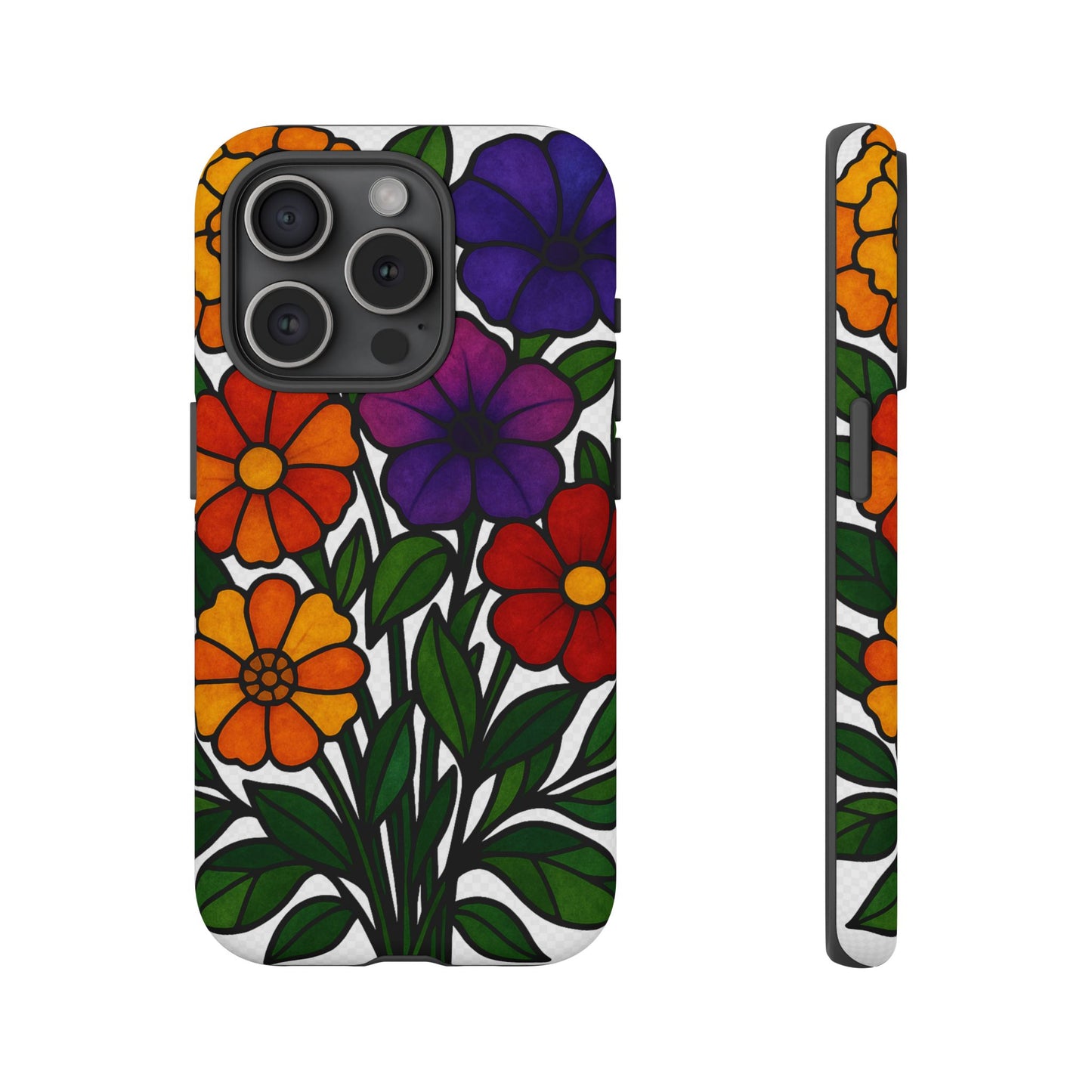 Floral Phone Case, Tough Cases with Colorful Flower Design, Gift for Flower Lovers, Summer Accessories, Trendy Phone Cover