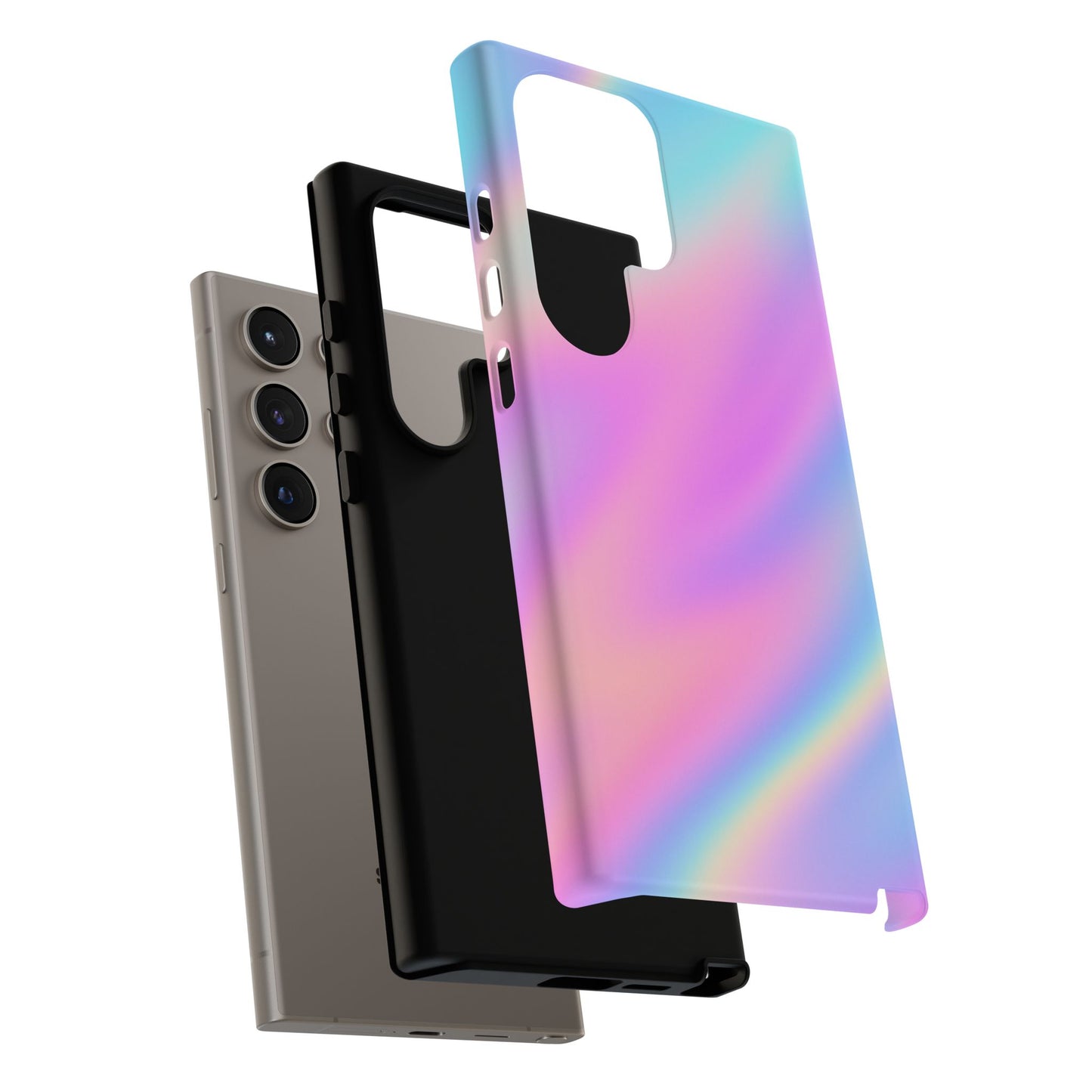 Colorful Holographic Phone Case, Tough Cases for iPhone, Trendy Phone Cover, Unique Gift for Her, Pastel Phone Accessory