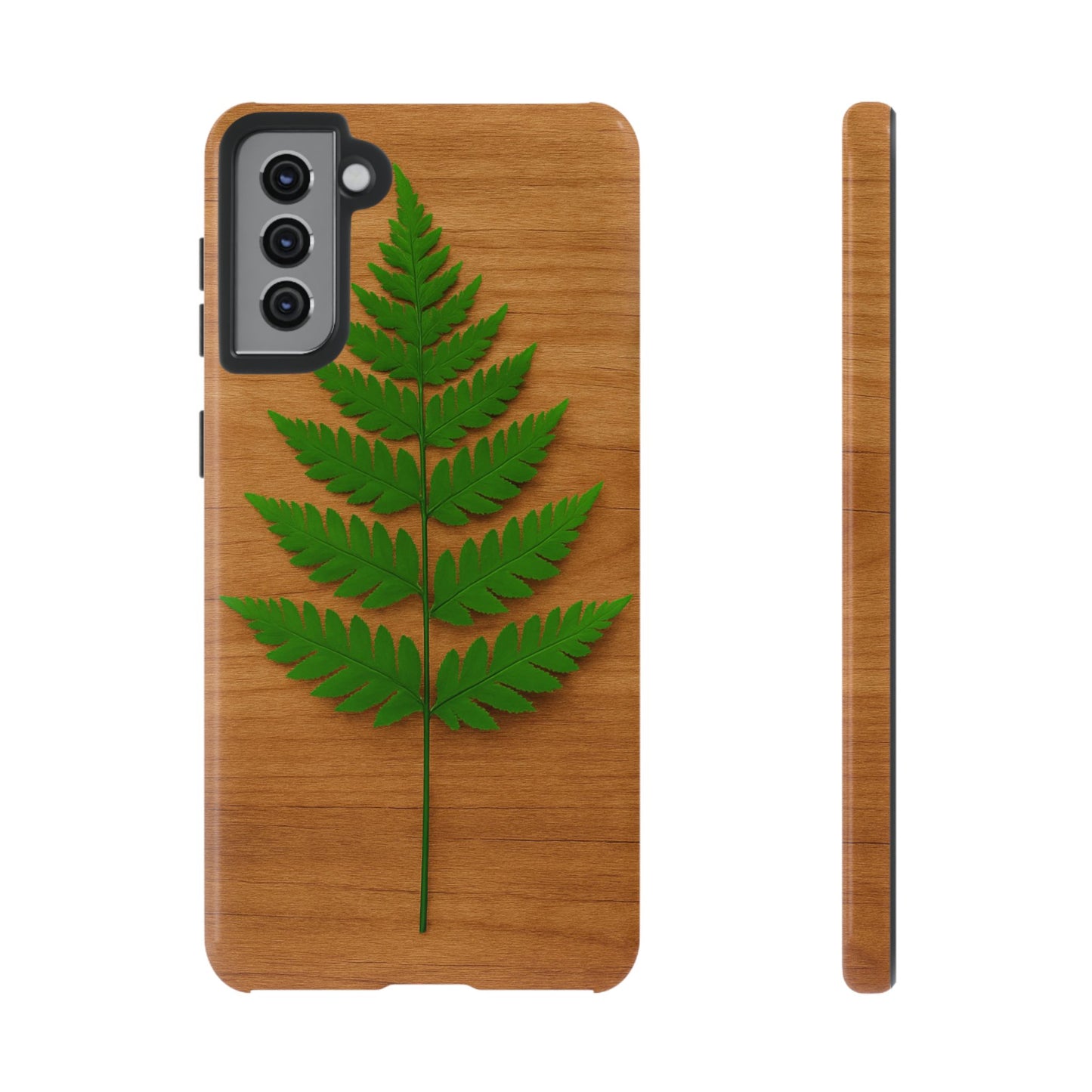 Wooden Fern Phone Case - Eco-Friendly Tough Cases for Nature Lovers, Unique Gift, Customizable Design, Nature-Themed Accessories