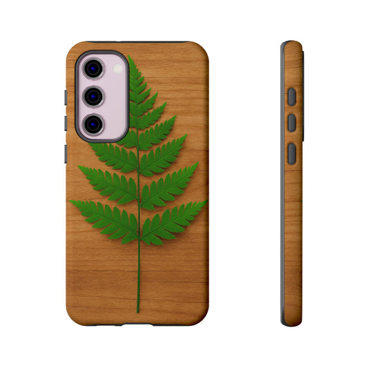 Wooden Fern Phone Case - Eco-Friendly Tough Cases for Nature Lovers, Unique Gift, Customizable Design, Nature-Themed Accessories