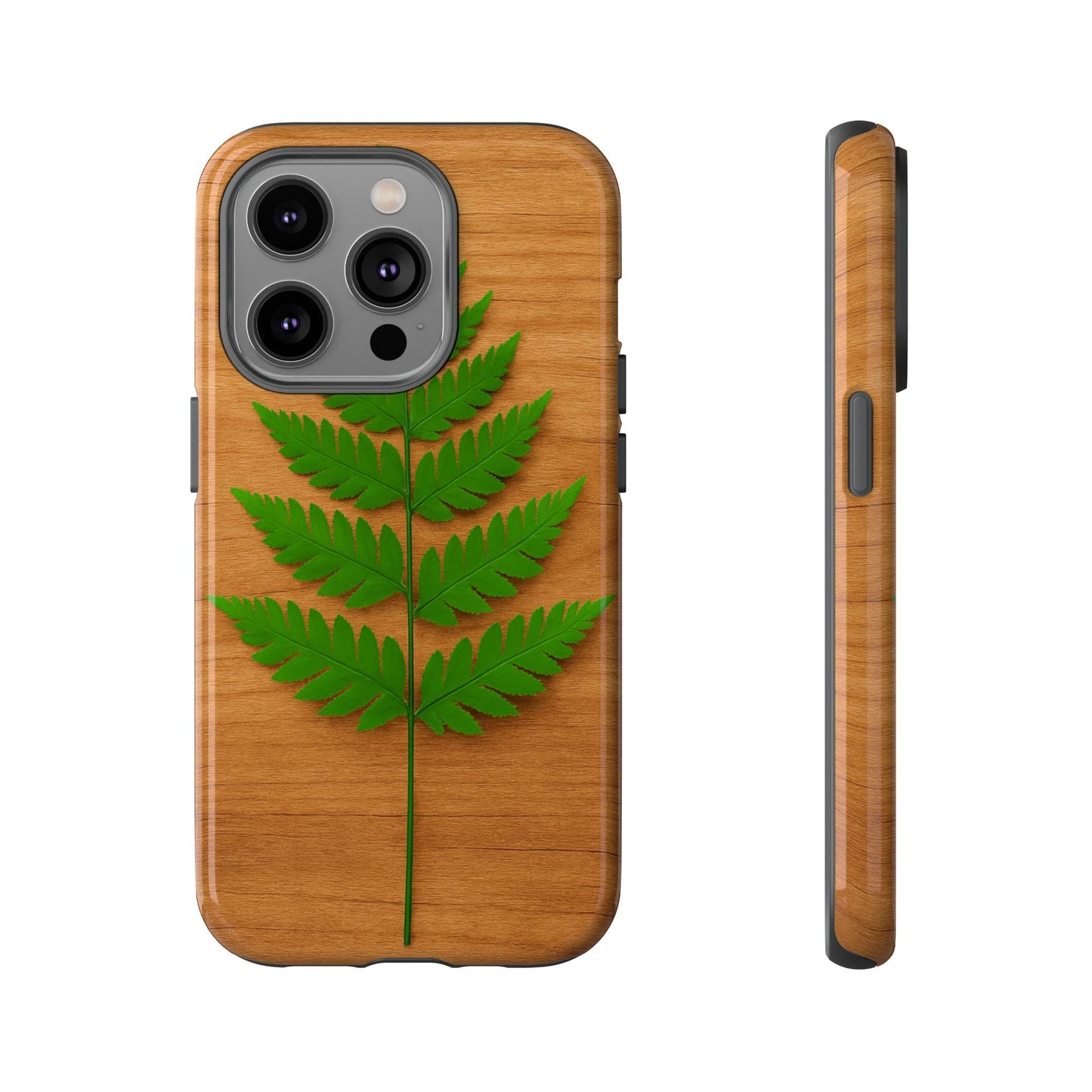 Wooden Fern Phone Case - Eco-Friendly Tough Cases for Nature Lovers, Unique Gift, Customizable Design, Nature-Themed Accessories