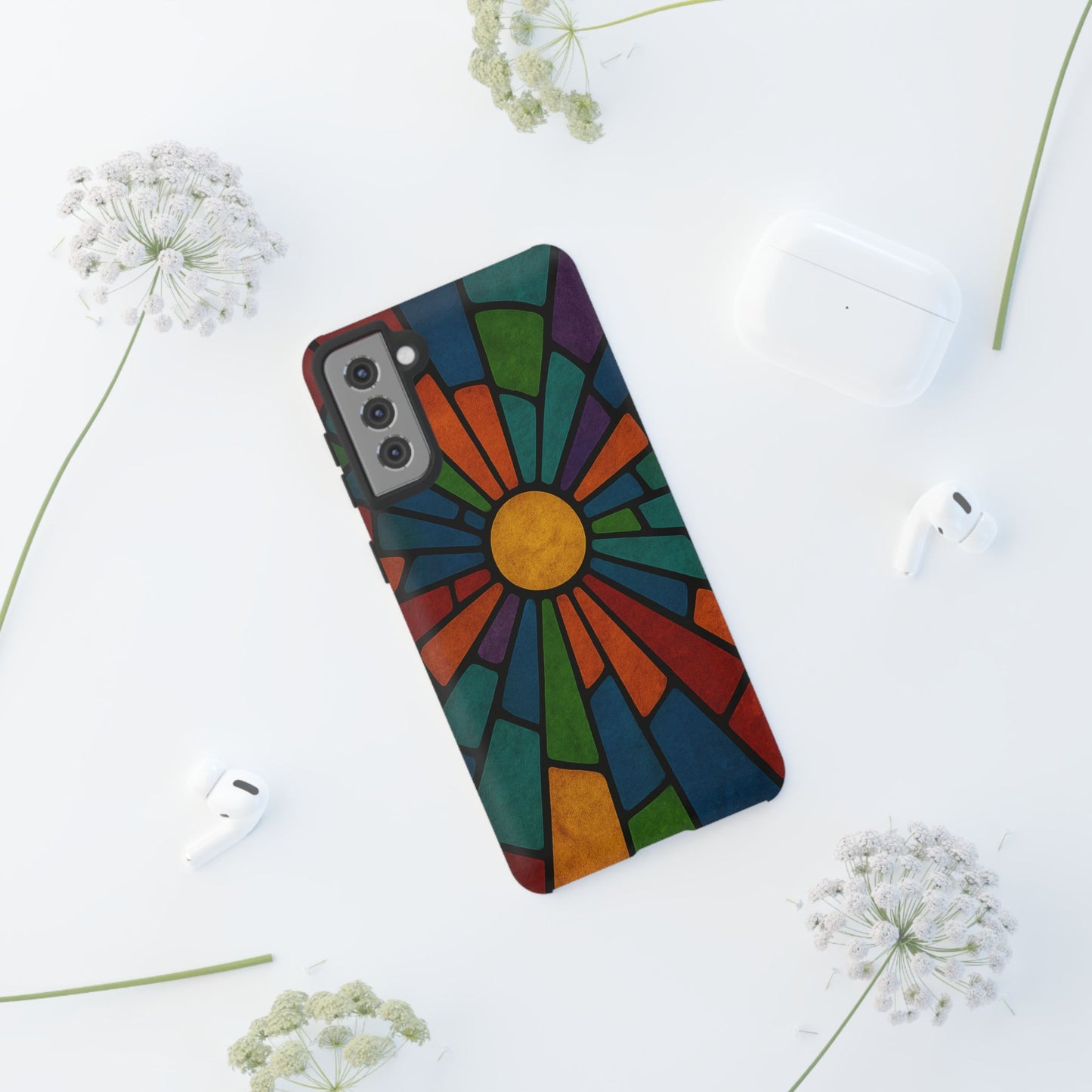 Colorful Stained Glass Phone Case, Tough Cases, Artistic Phone Cover, Vibrant Mobile Accessory, Unique Gift for Art Lovers