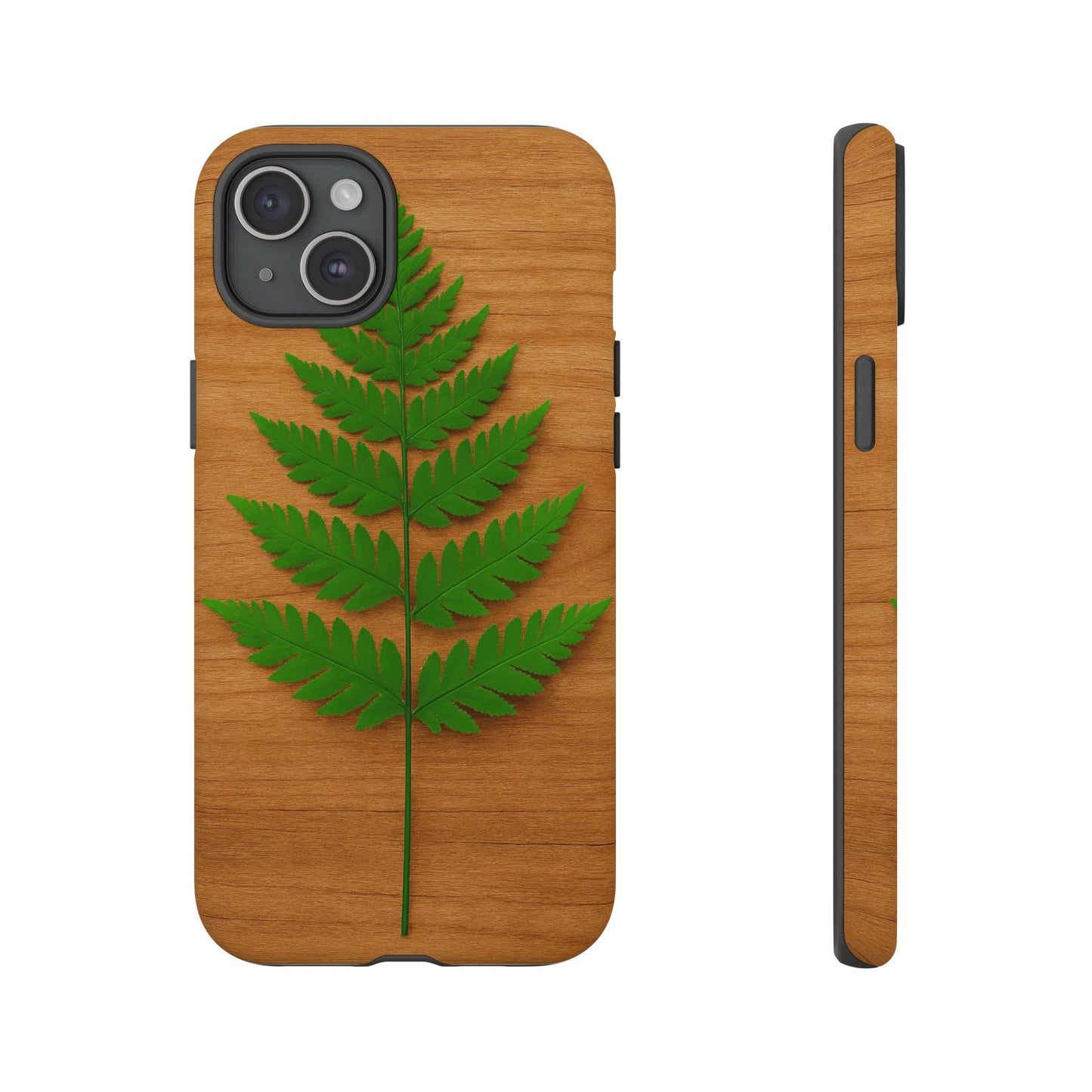 Wooden Fern Phone Case - Eco-Friendly Tough Cases for Nature Lovers, Unique Gift, Customizable Design, Nature-Themed Accessories