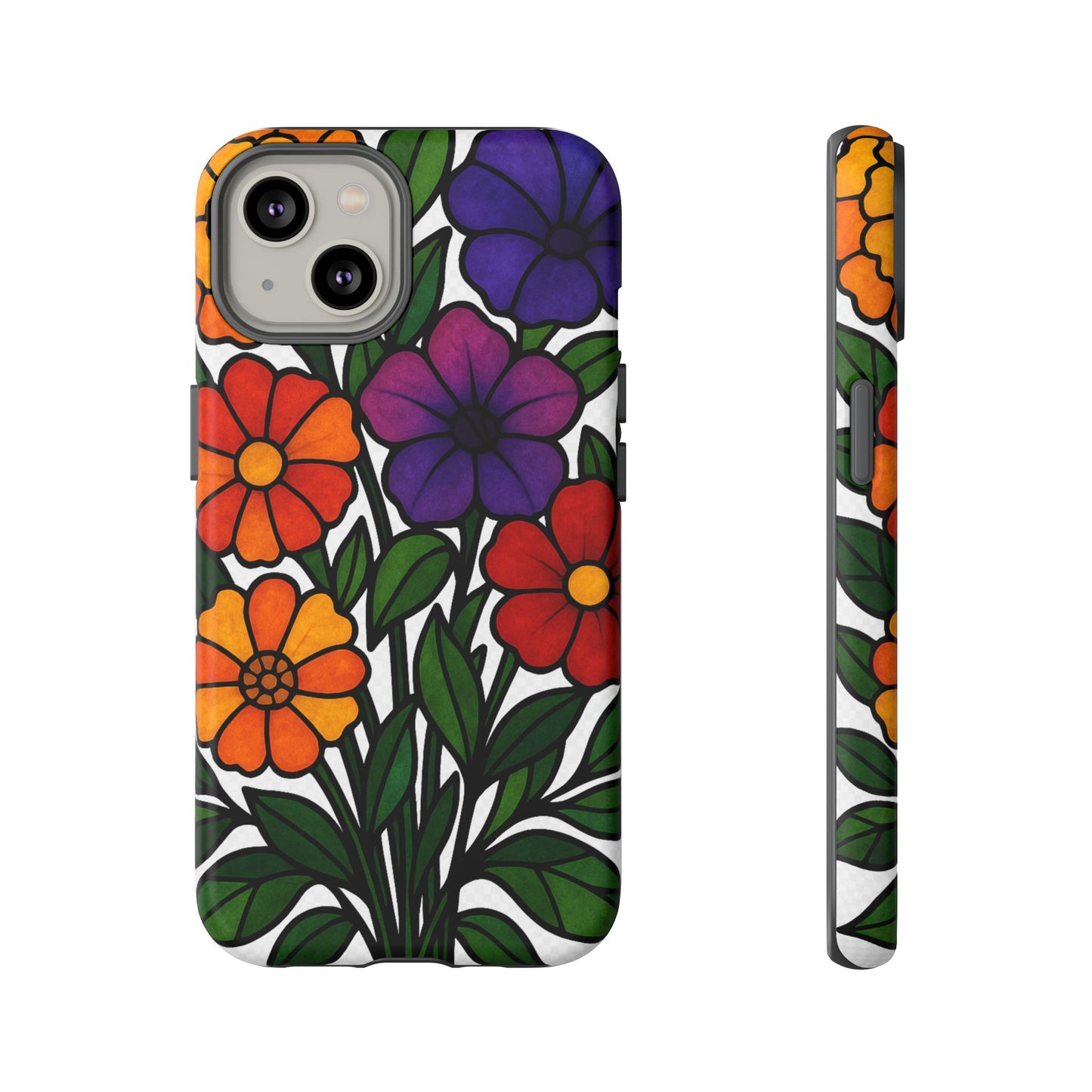 Floral Phone Case, Tough Cases with Colorful Flower Design, Gift for Flower Lovers, Summer Accessories, Trendy Phone Cover