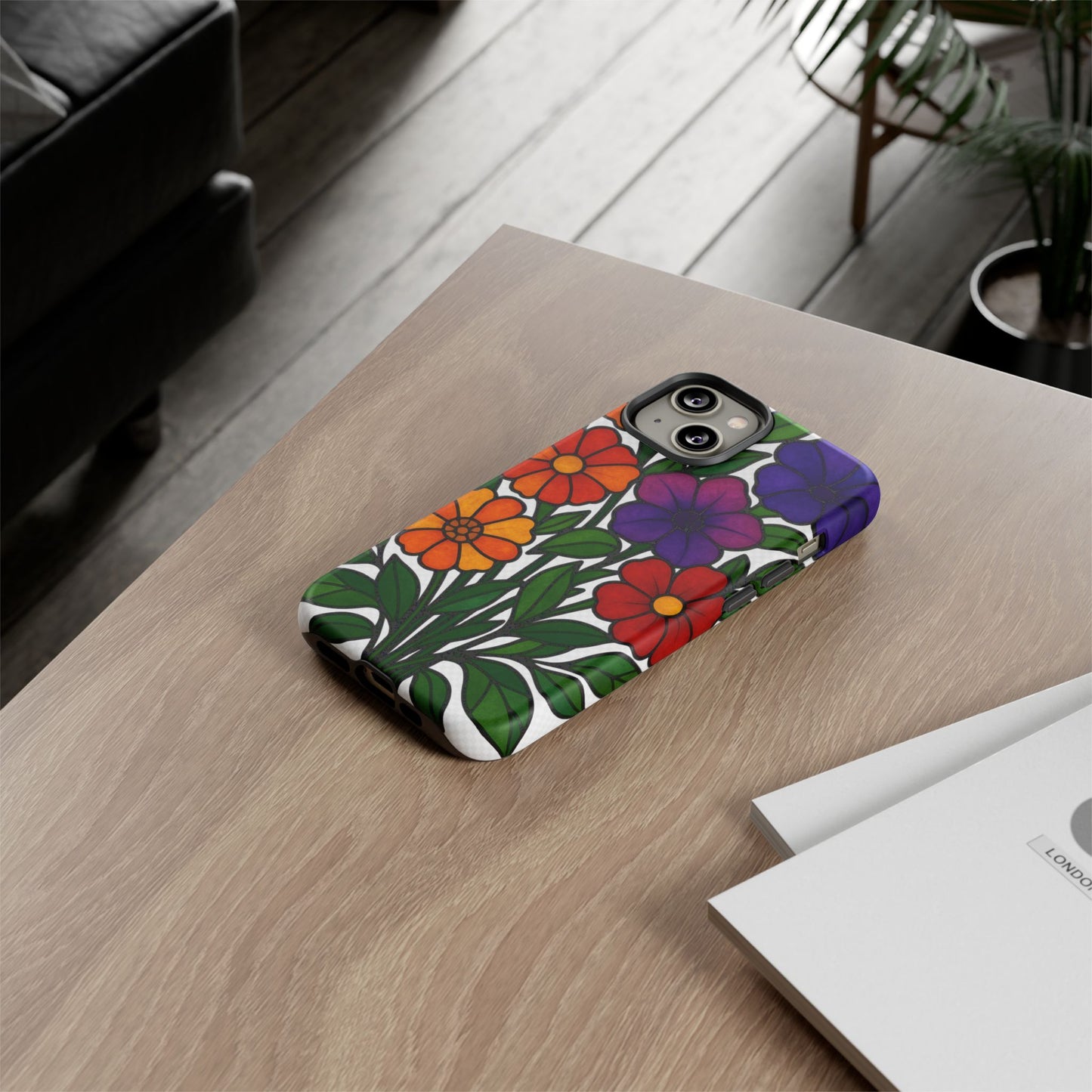 Floral Phone Case, Tough Cases with Colorful Flower Design, Gift for Flower Lovers, Summer Accessories, Trendy Phone Cover