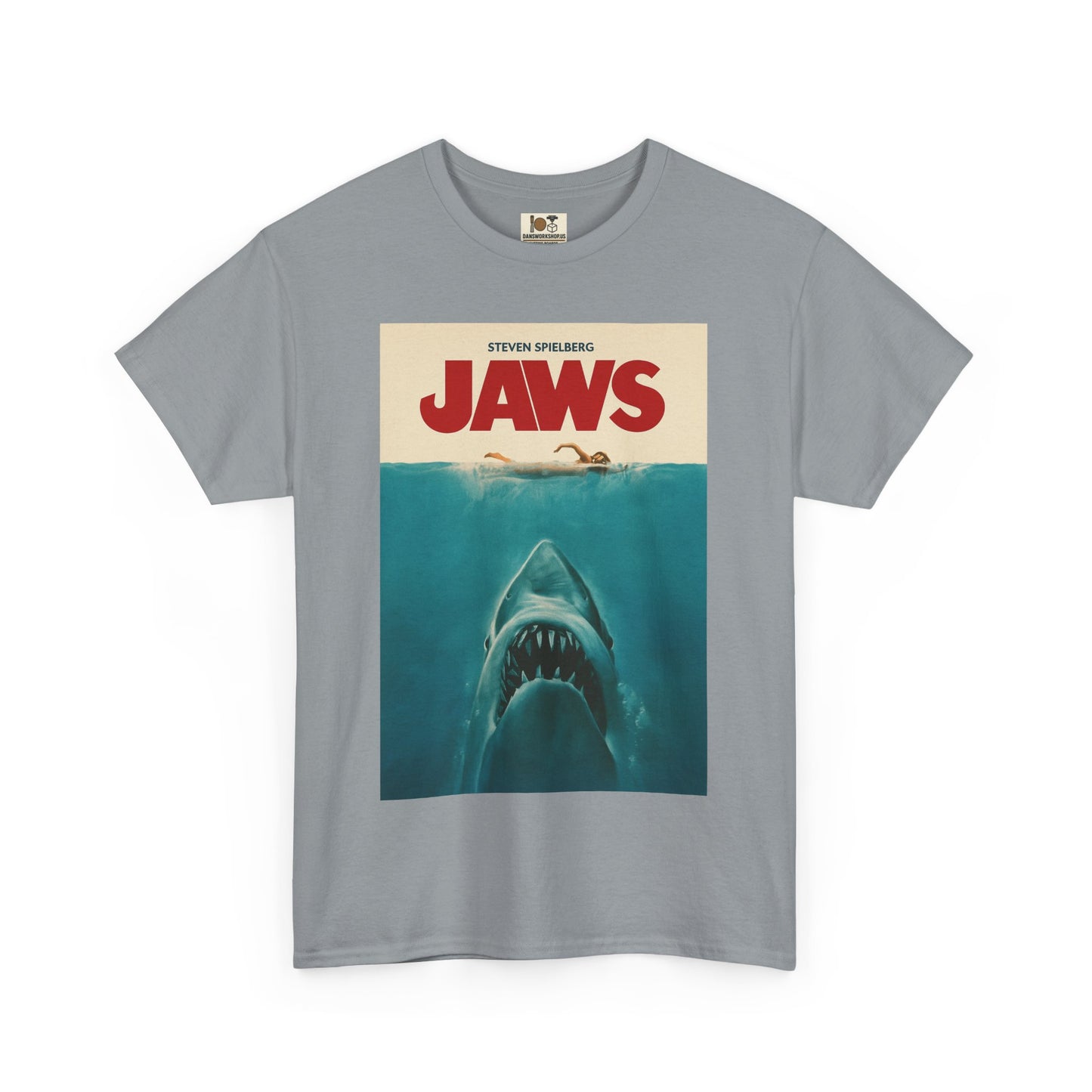 Jaws Unisex Heavy Cotton Tee, Vintage Movie Shirt, Shark Lover Gift, Ocean Theme Clothing, Summer Casual Wear