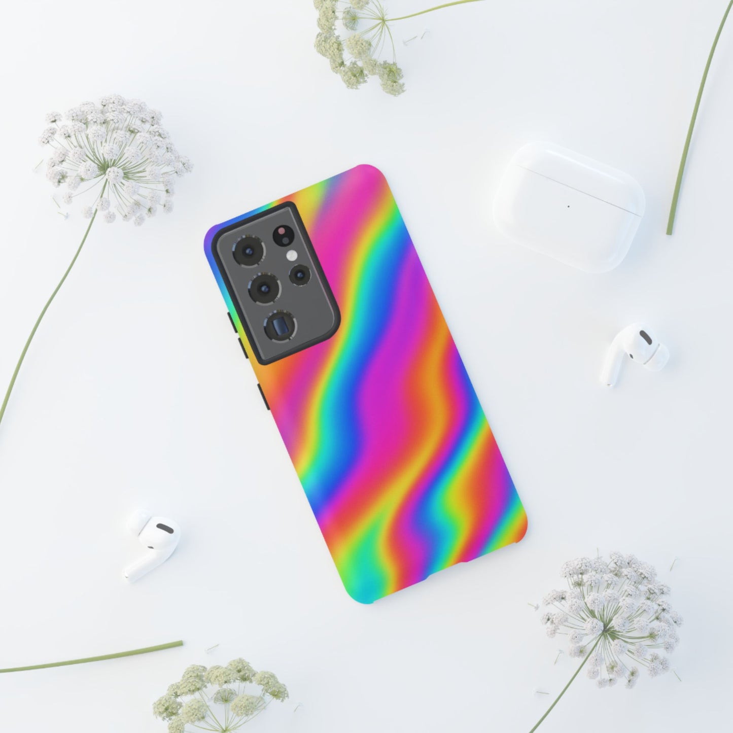 Rainbow Wavy Phone Case - Colorful Tough Cases for Stylish Protection, LGBTQ+ Pride Gift, Trendy Phone Accessory, Birthday, Holiday Present