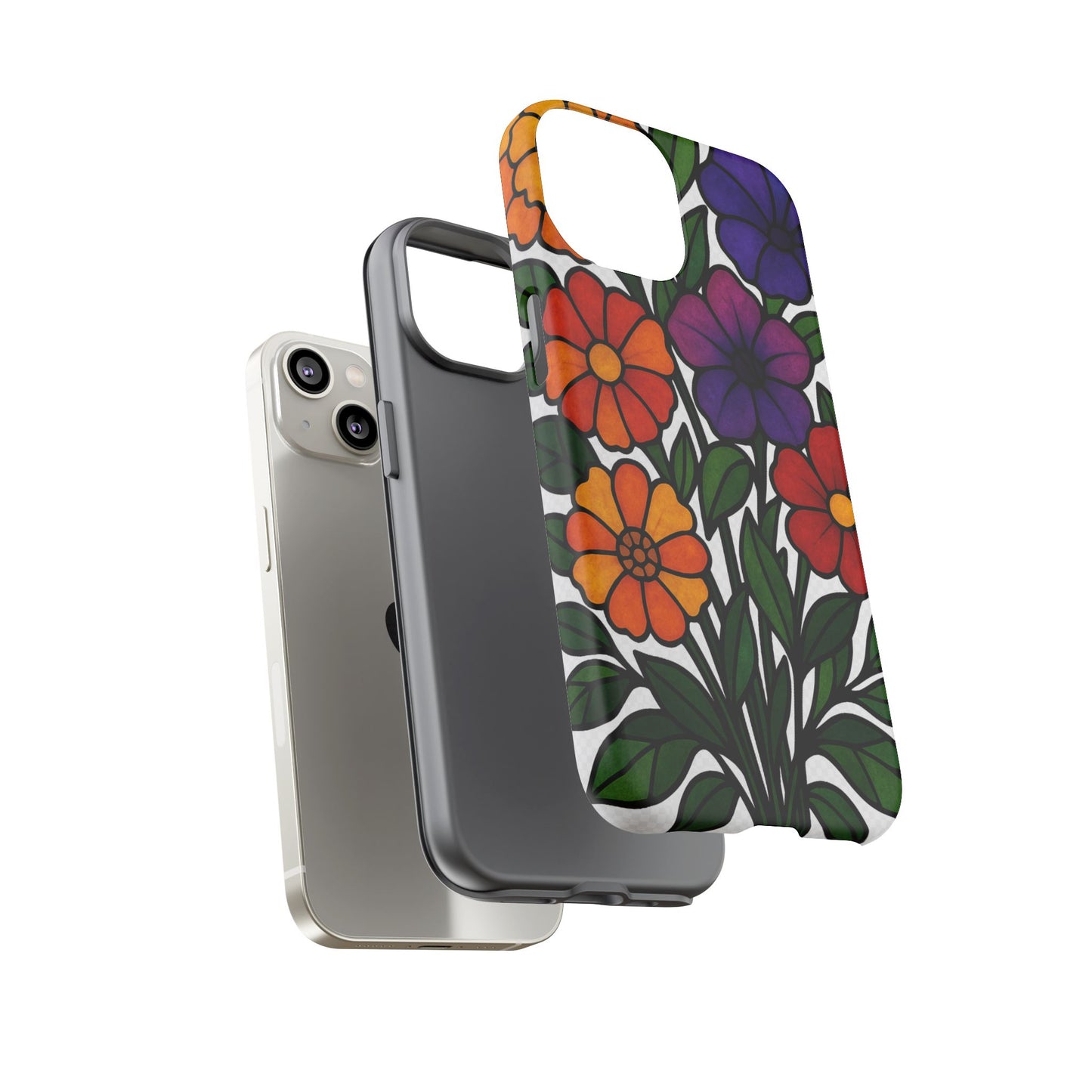 Floral Phone Case, Tough Cases with Colorful Flower Design, Gift for Flower Lovers, Summer Accessories, Trendy Phone Cover