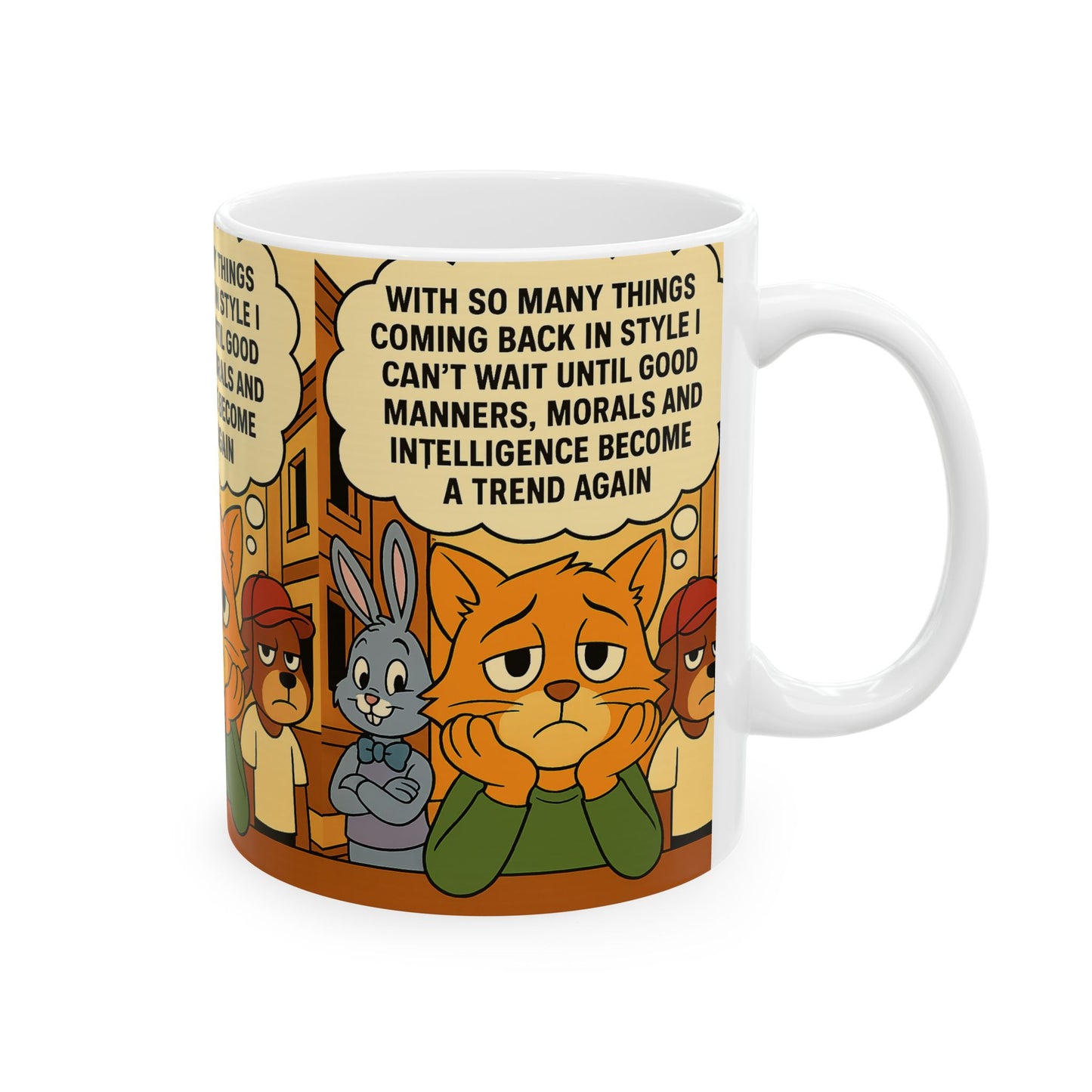 Nostalgic Ceramic Mug, Retro Coffee Cup, Animal Character Drinkware, Gift for Friends, Humor Mug for Home or Office
