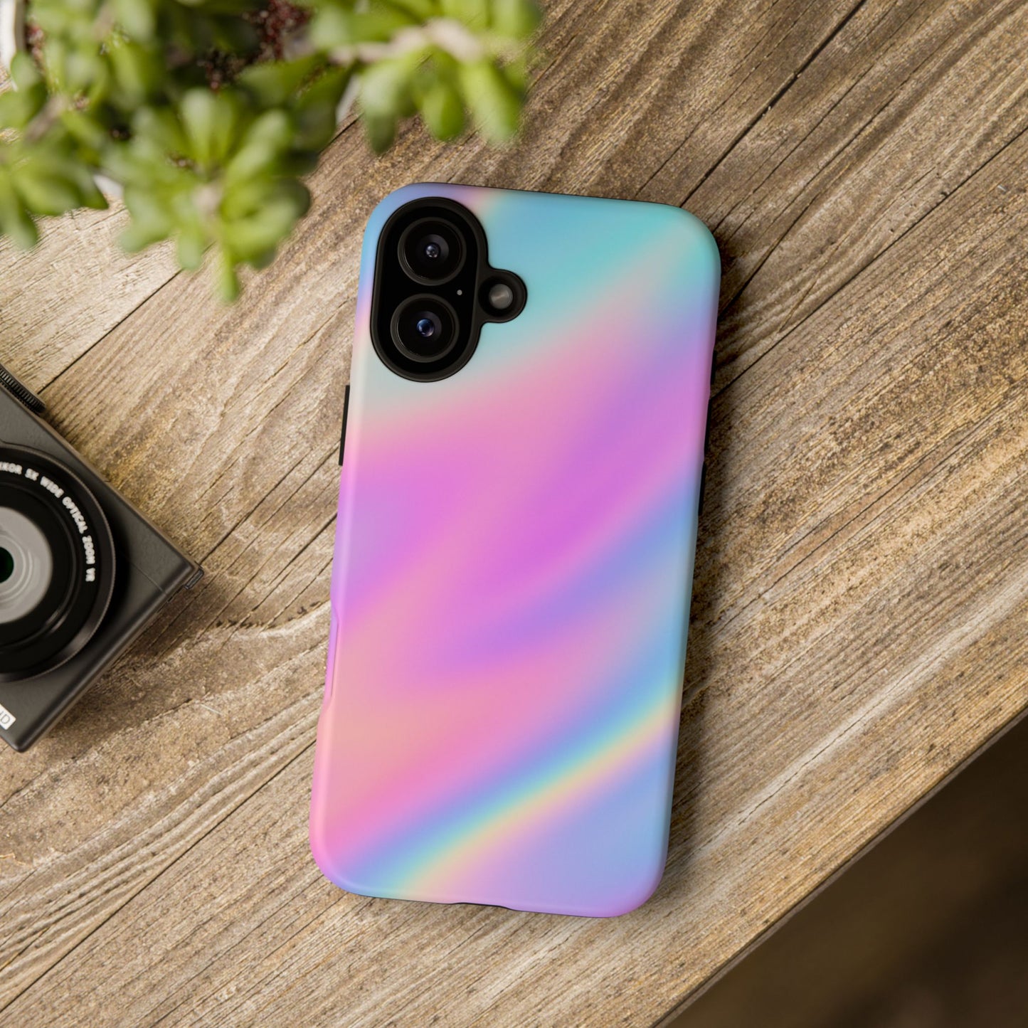 Colorful Holographic Phone Case, Tough Cases for iPhone, Trendy Phone Cover, Unique Gift for Her, Pastel Phone Accessory
