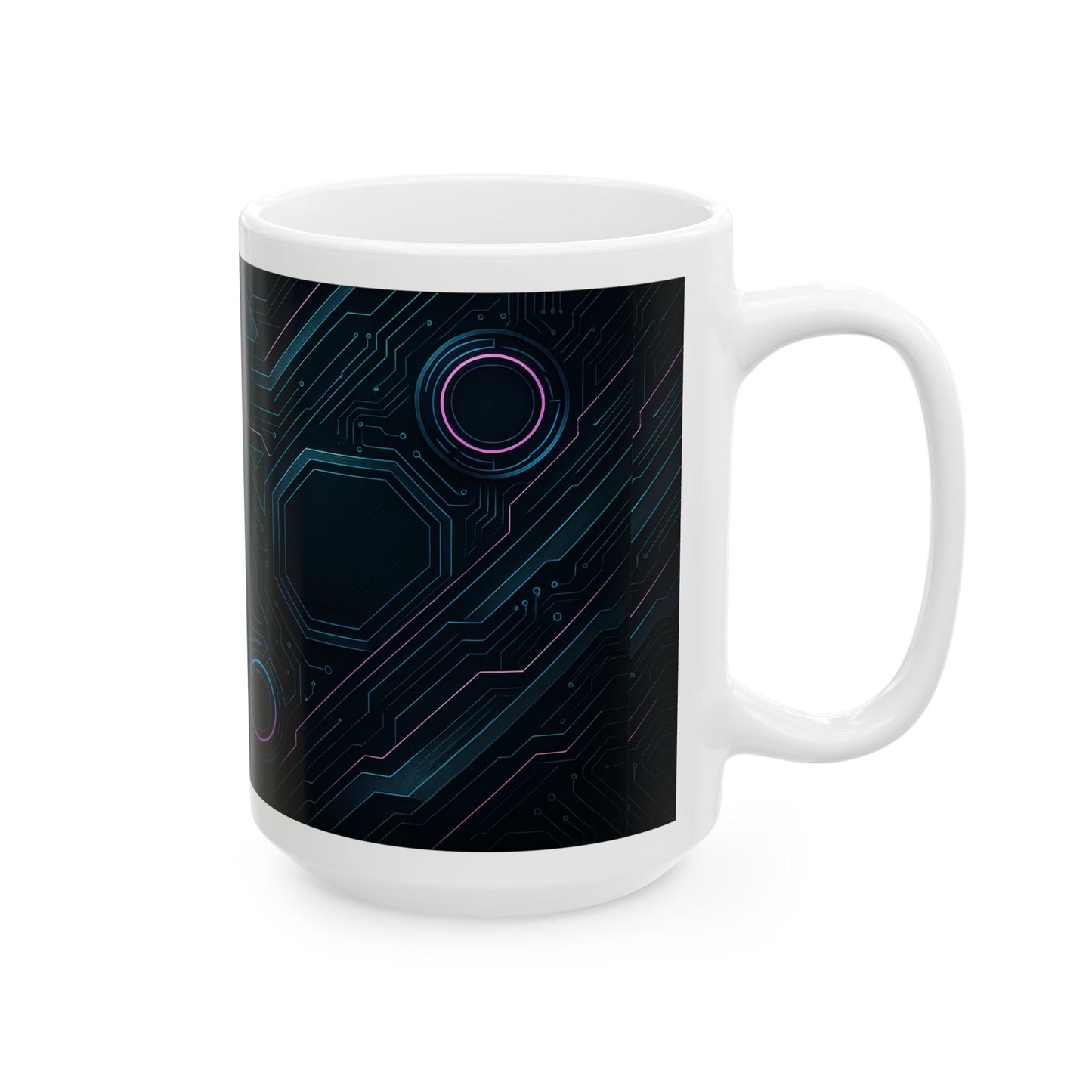 Futuristic Circuitry Ceramic Mug | Geeky Gift, Tech Lover, Home Office Decor, Unique Coffee Cup, Personalized Tea Mug