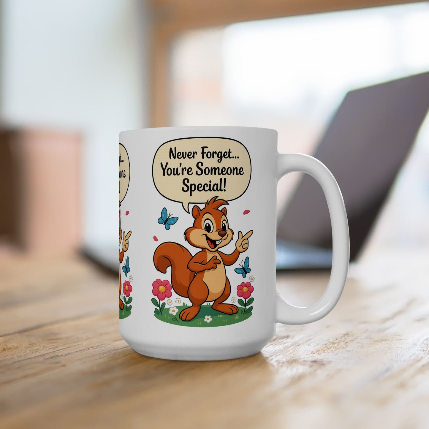 Motivational Ceramic Mug, Cute Squirrel Design, Gift for Friends, Coffee Tea Cup, Encouragement Drinkware, Birthday Present, Positive Quotes