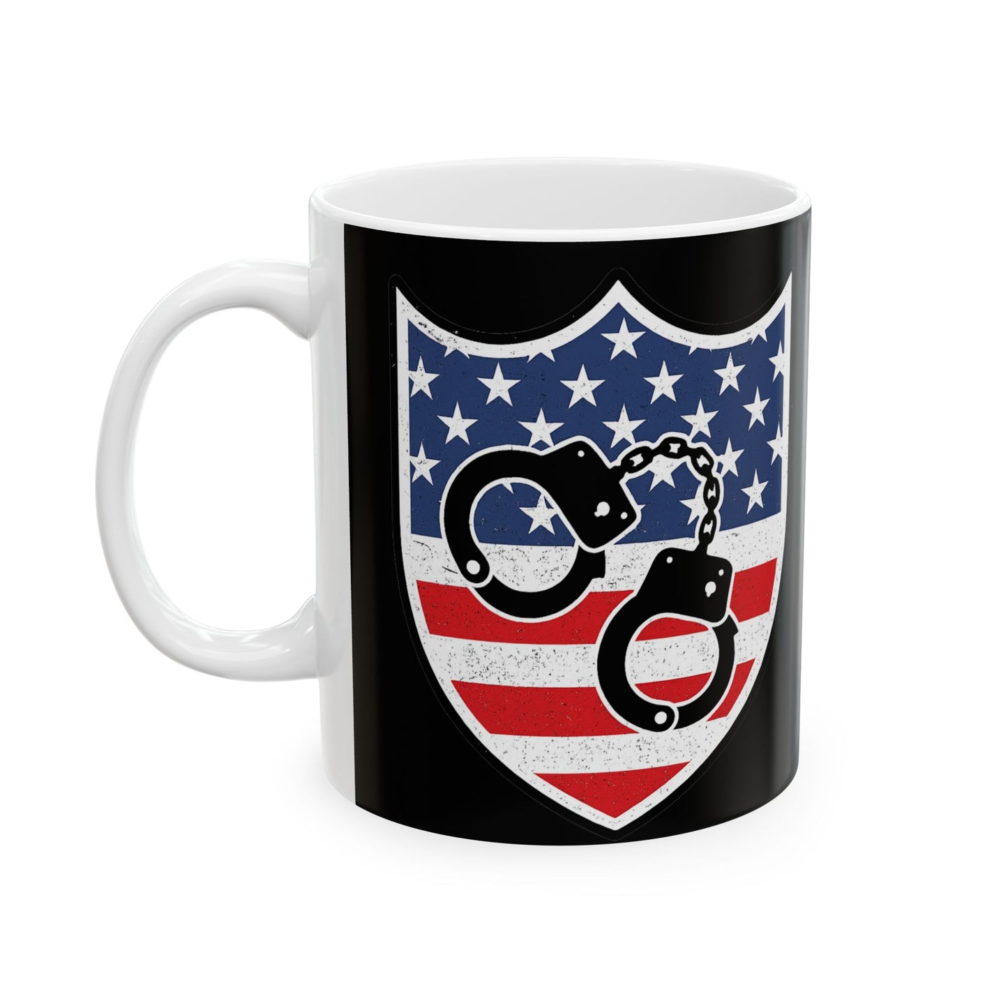Patriotic Ceramic Mug for Police Supporters, Veteran Gift, Law Enforcement Coffee Cup, Independence Day, 11oz 15oz